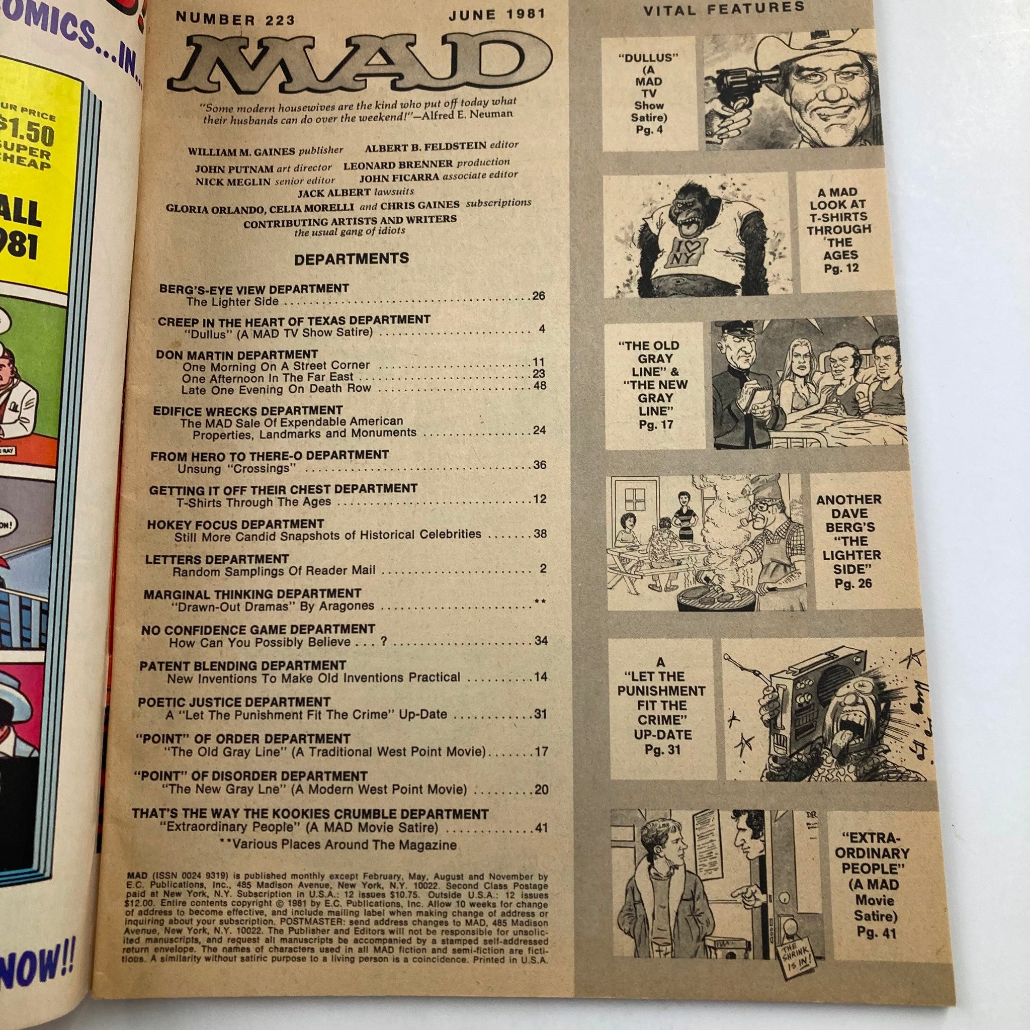 Mad Magazine June 1981 No. 223 Dallas Movie Satire 6.0 FN Fine No Label