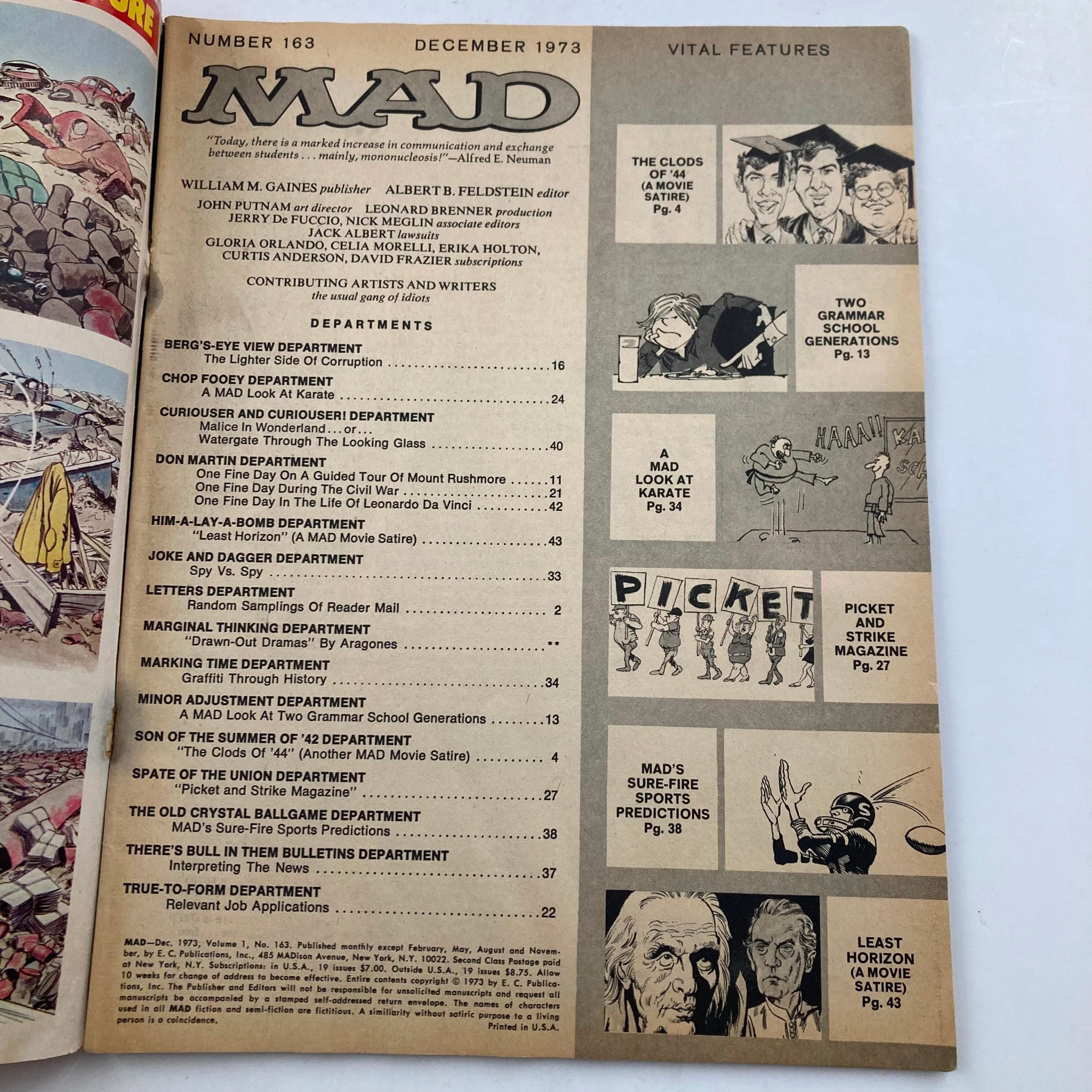 Mad Magazine December 1973 No. 163 The Cloods of '44 6.0 FN Fine No Label