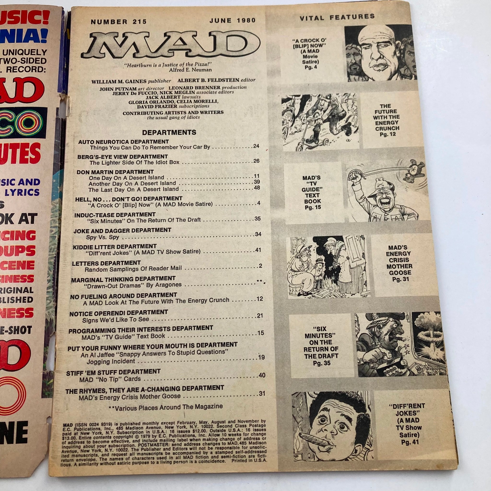 Mad Magazine June 1980 No. 215 Other Rotten Apples 6.0 FN Fine No Label