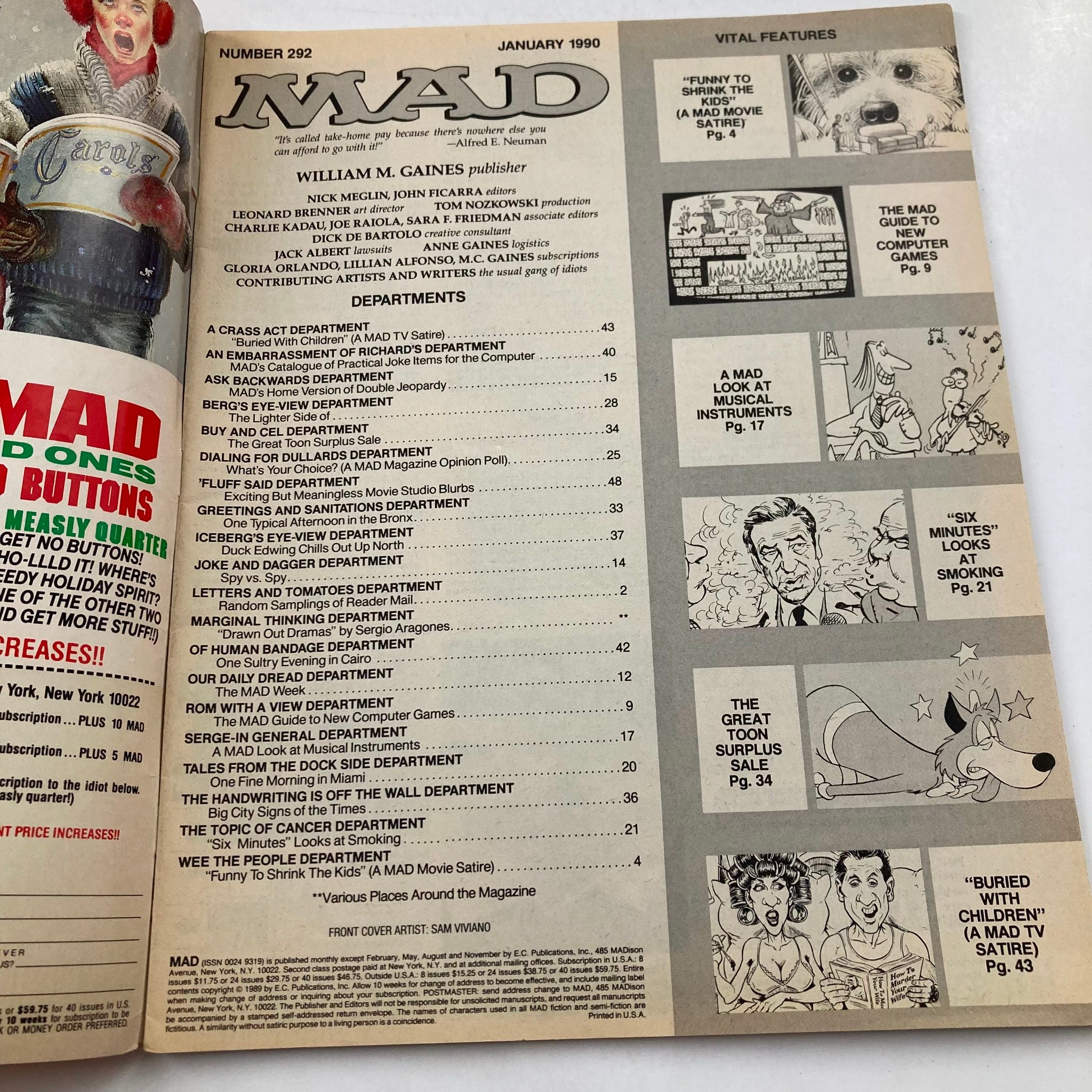 Mad Magazine January 1990 No. 292 Nintendo Video Games 6.0 FN Fine No Label