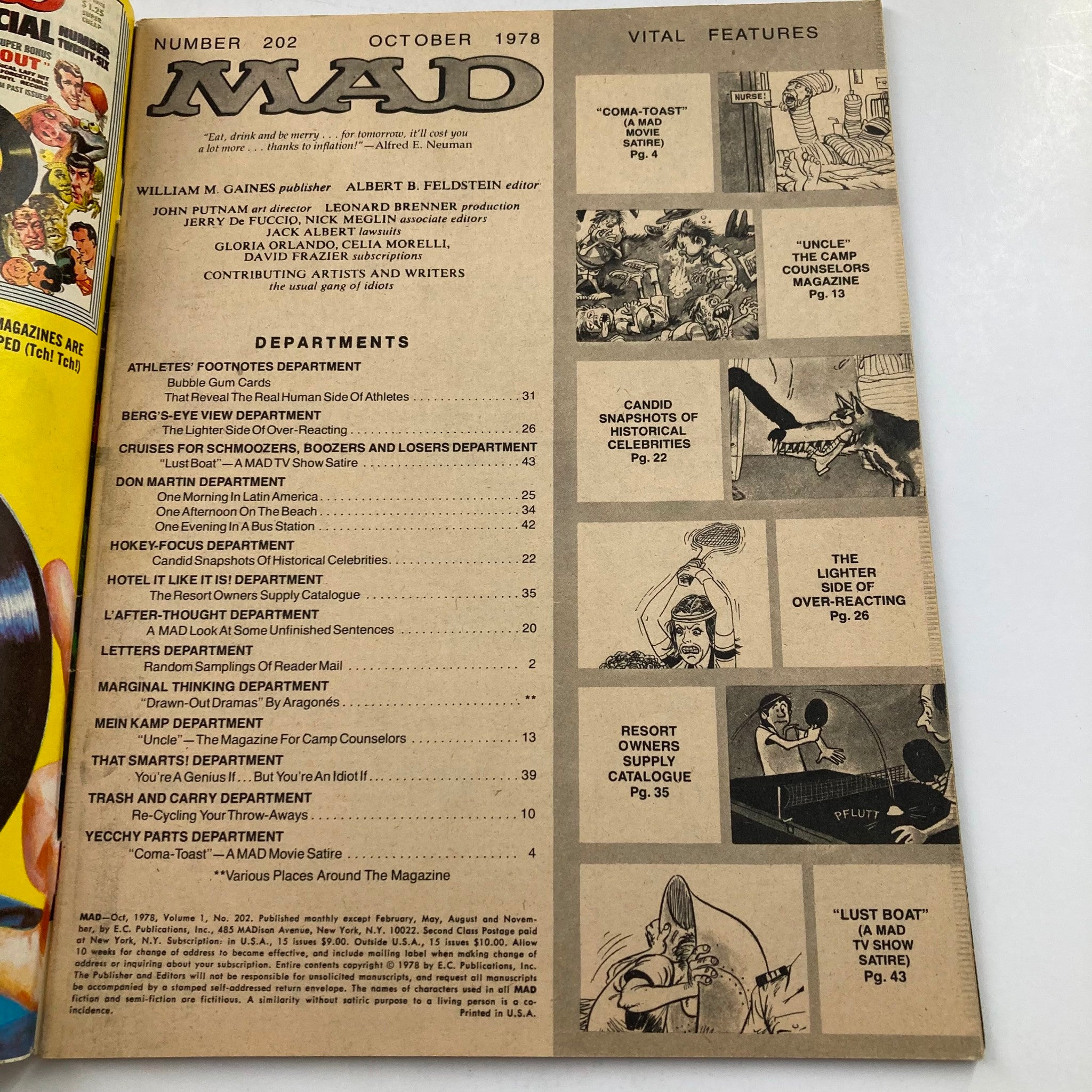 Mad Magazine October 1978 No. 202 Bubble Gum Cards 6.0 FN Fine No Label