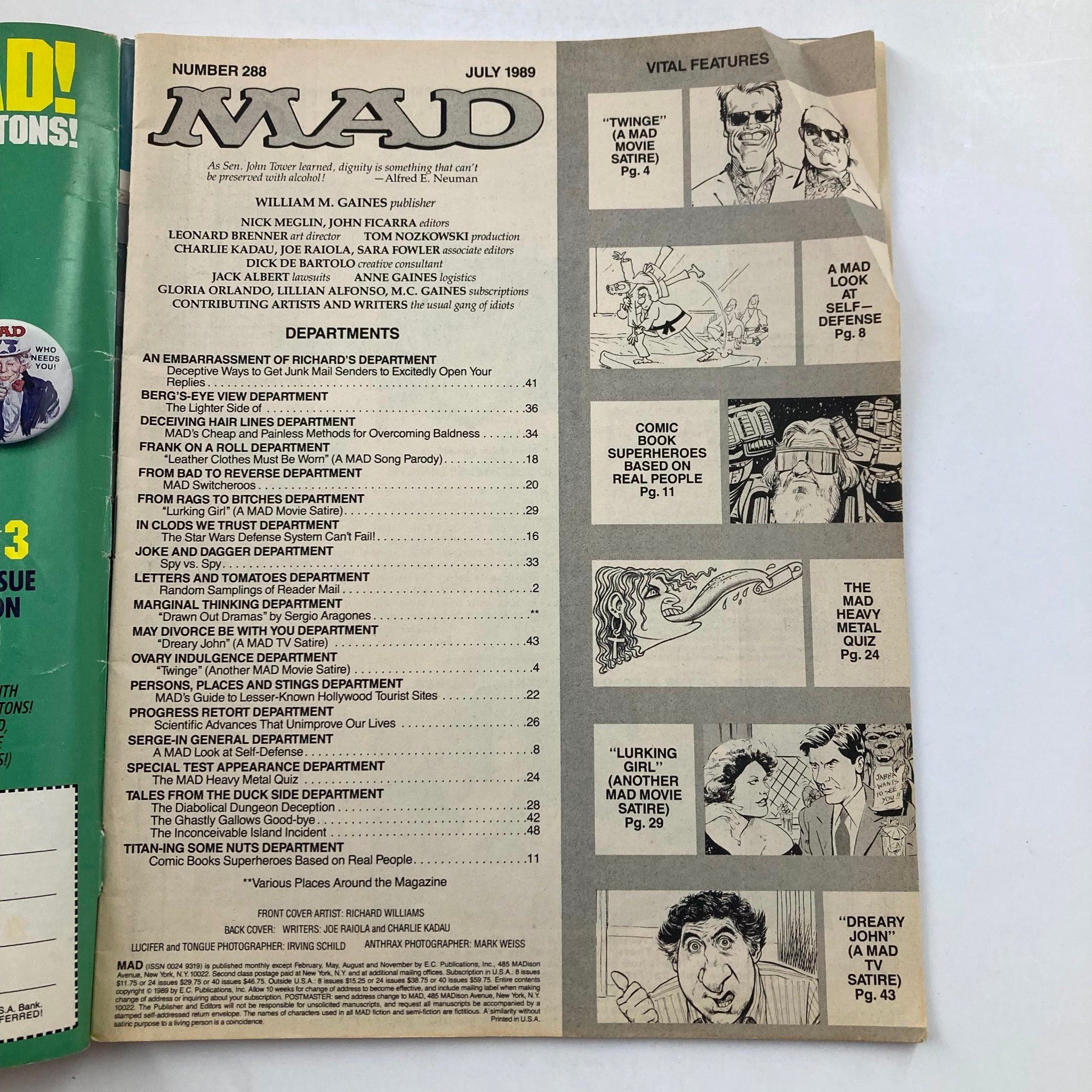 Mad Magazine July 1989 No. 208 The Heavy Metal Quiz 6.0 FN Fine No Label