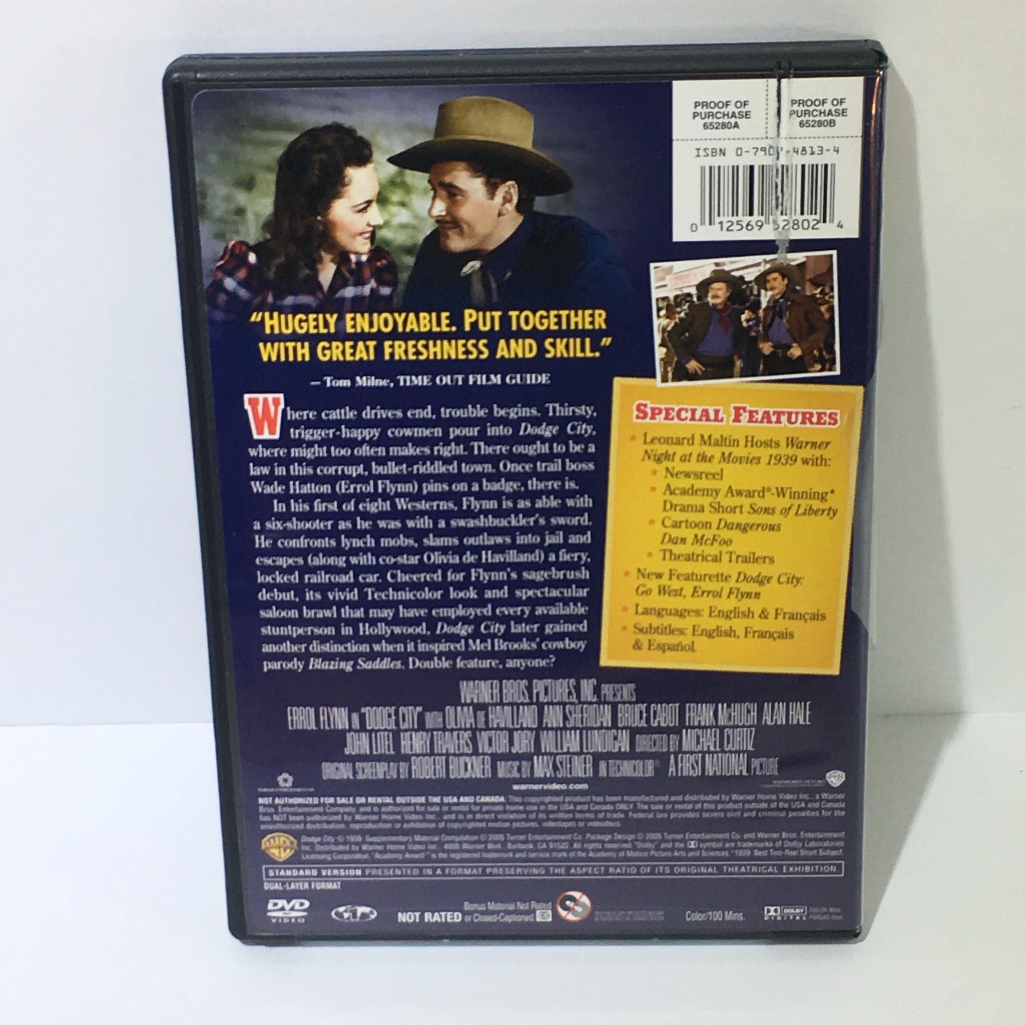 Errol Flynn Dodge City Olivia de Havilland Ann Sheridan DVD