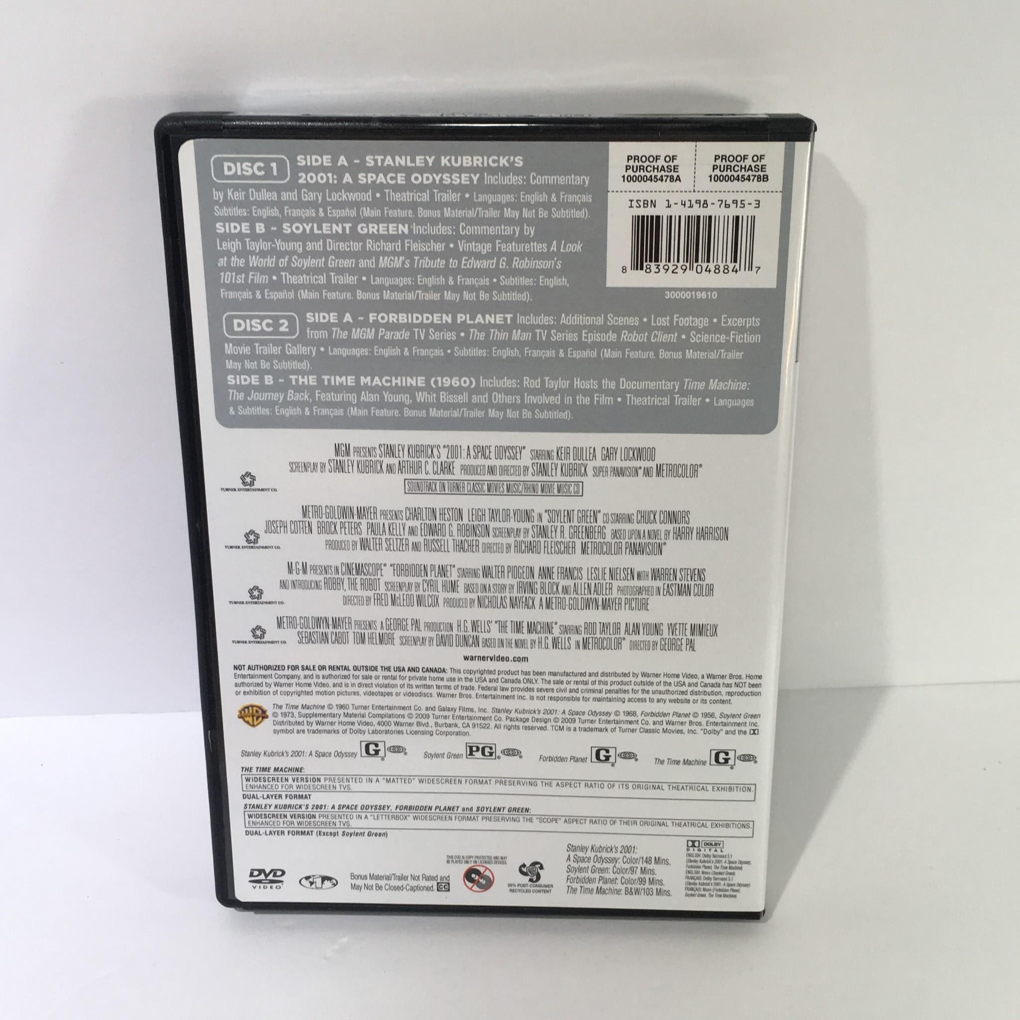 TCM Sci-Fi: Soylent Green/Time Machine/Forbidden Planet/2001 A Space Odyssey DVD