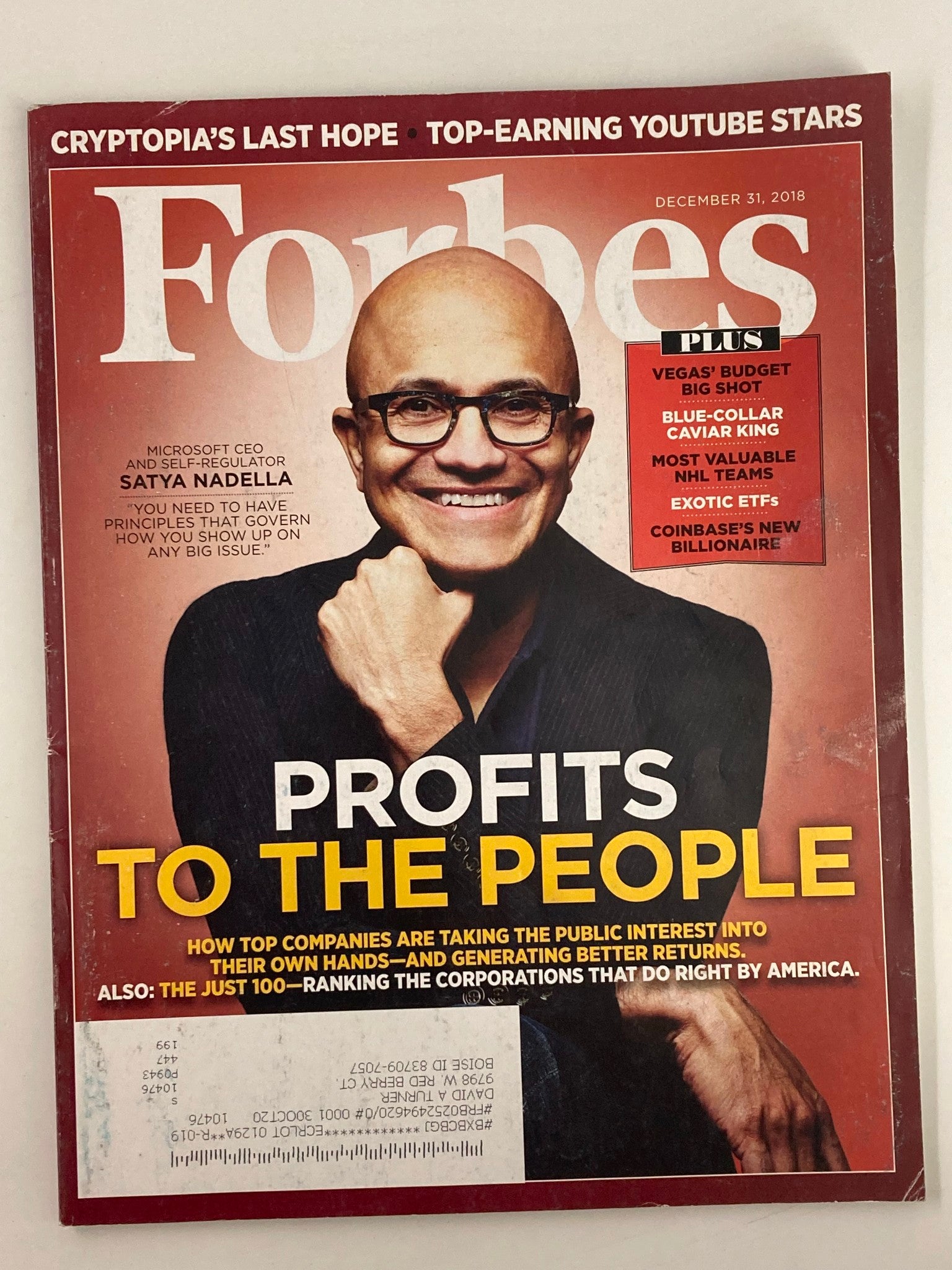 Forbes Magazine December 31 2018 Adam Smith The America's New Regulator