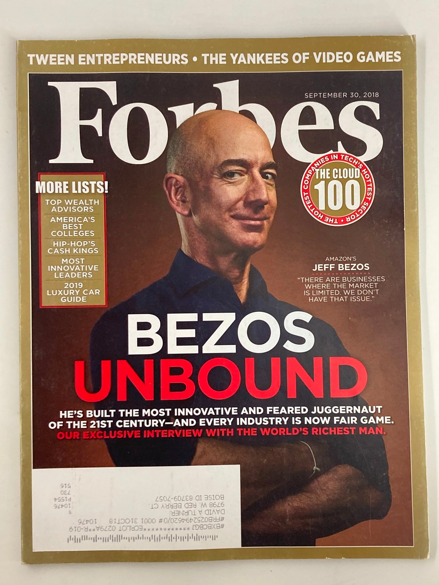 Forbes Magazine September 30 2018 Jeff Bezos The World's Richest Man