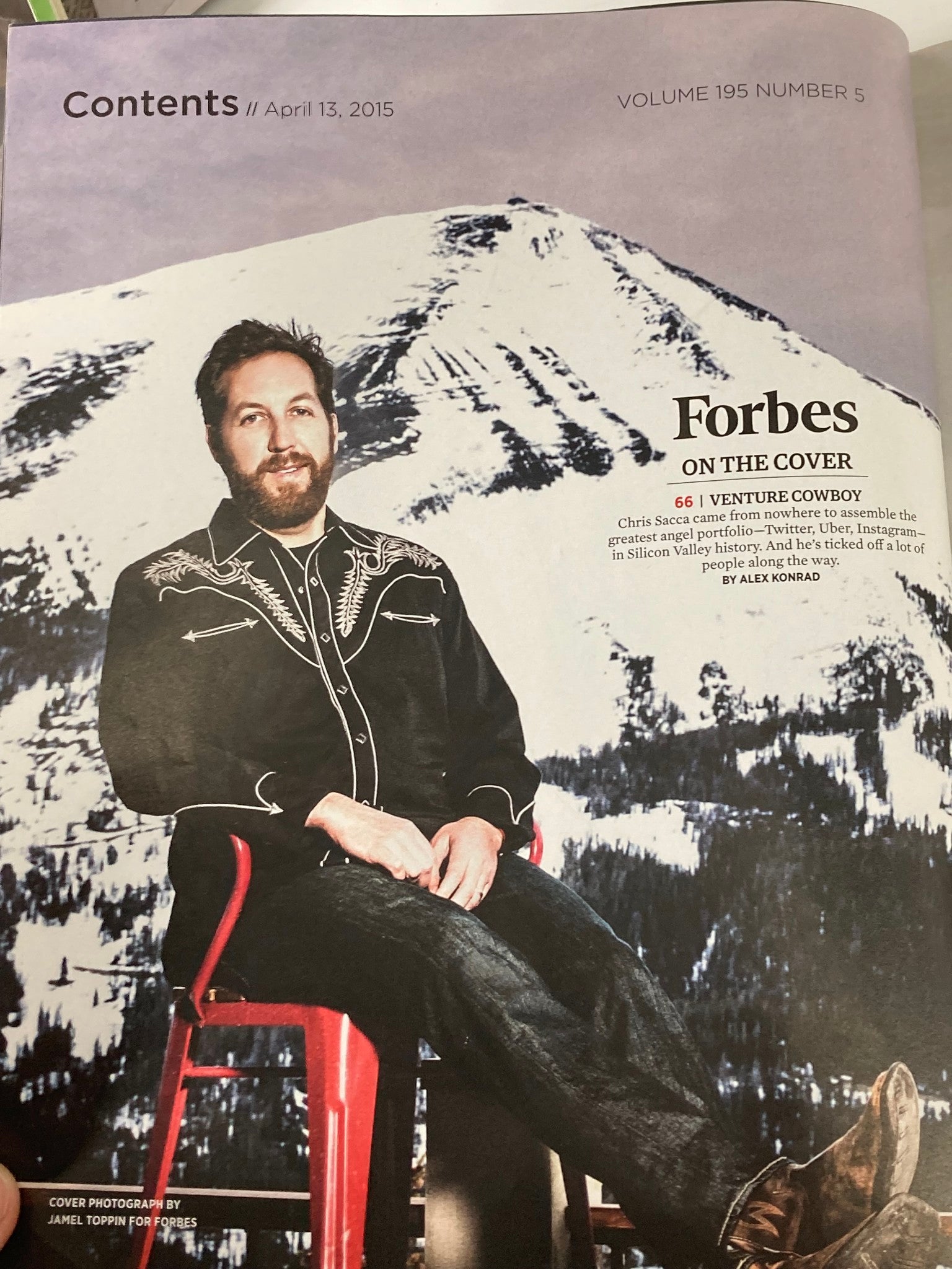 Forbes Magazine Apirl 13 2015 Chris Sacca Venture Cowboy