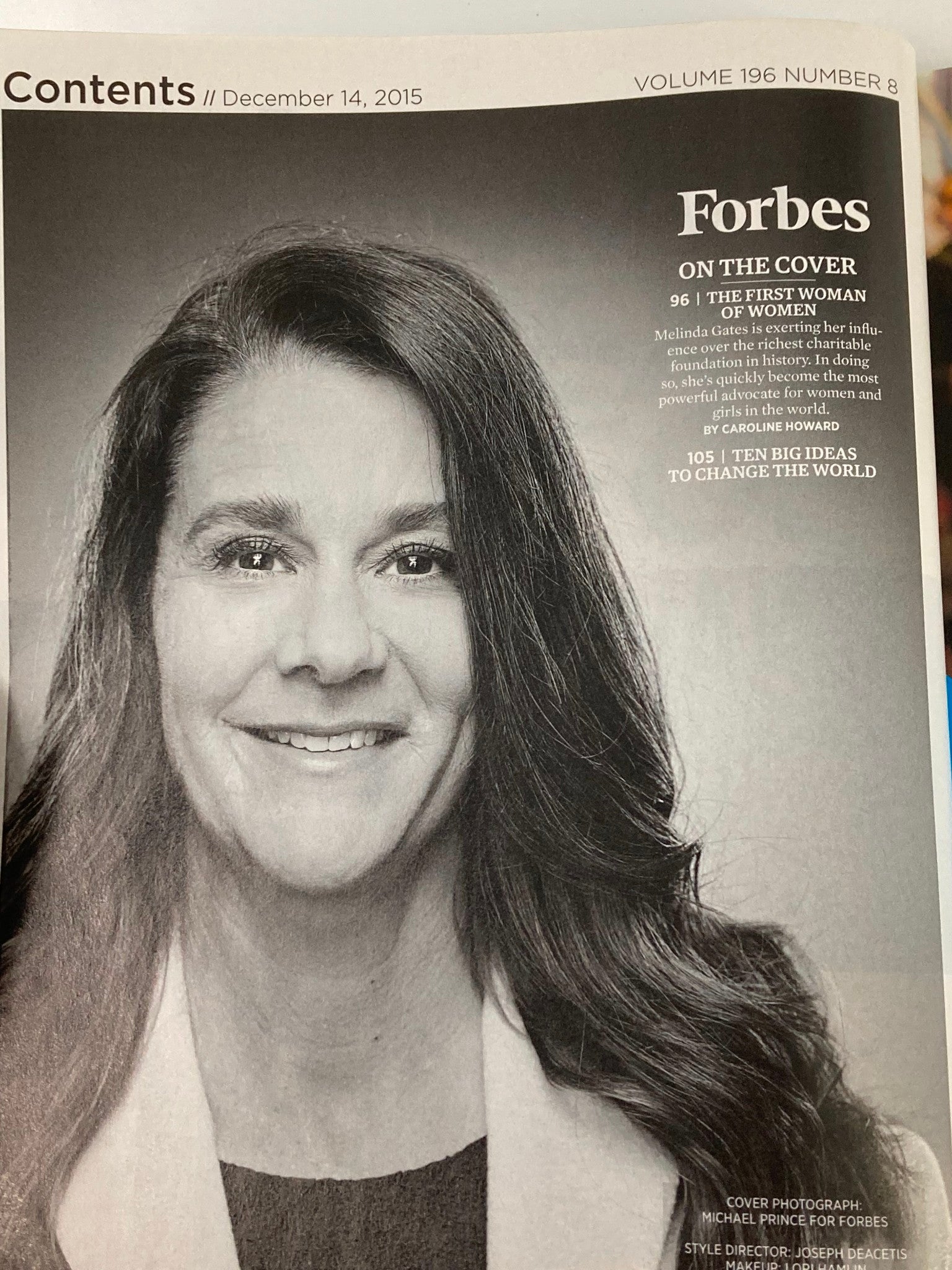 Forbes Magazine December 14 2015 Melinda Gates The Best Idea in the World