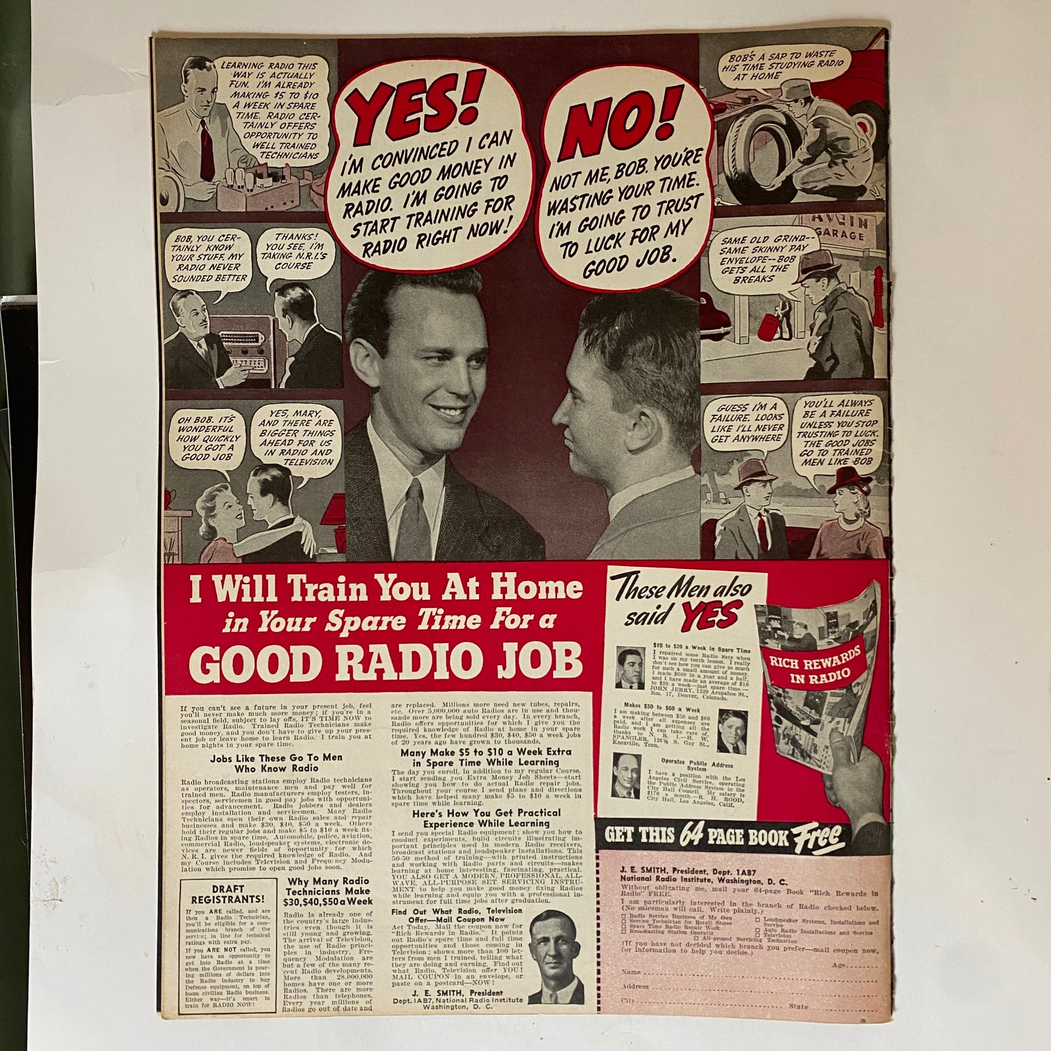 Advertisement page from Vintage Pic Magazine, promoting radio training opportunities and showcasing a vintage comic style, dated January 21, 1941.