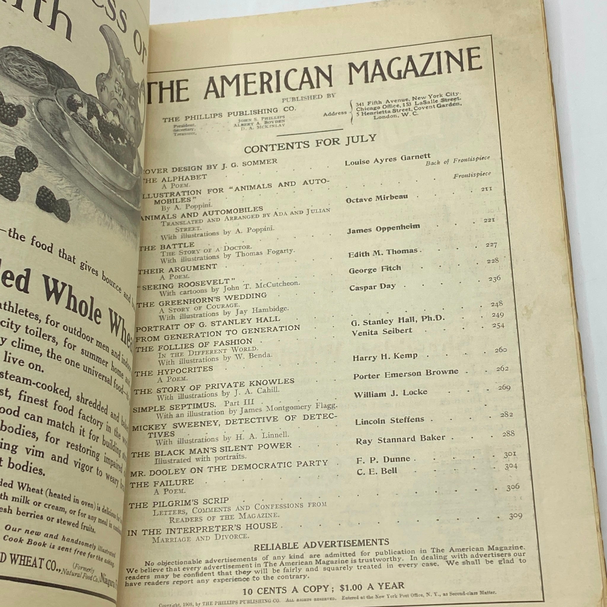 VTG The American Magazine 1908 The Democratic Party GD Interior No Label