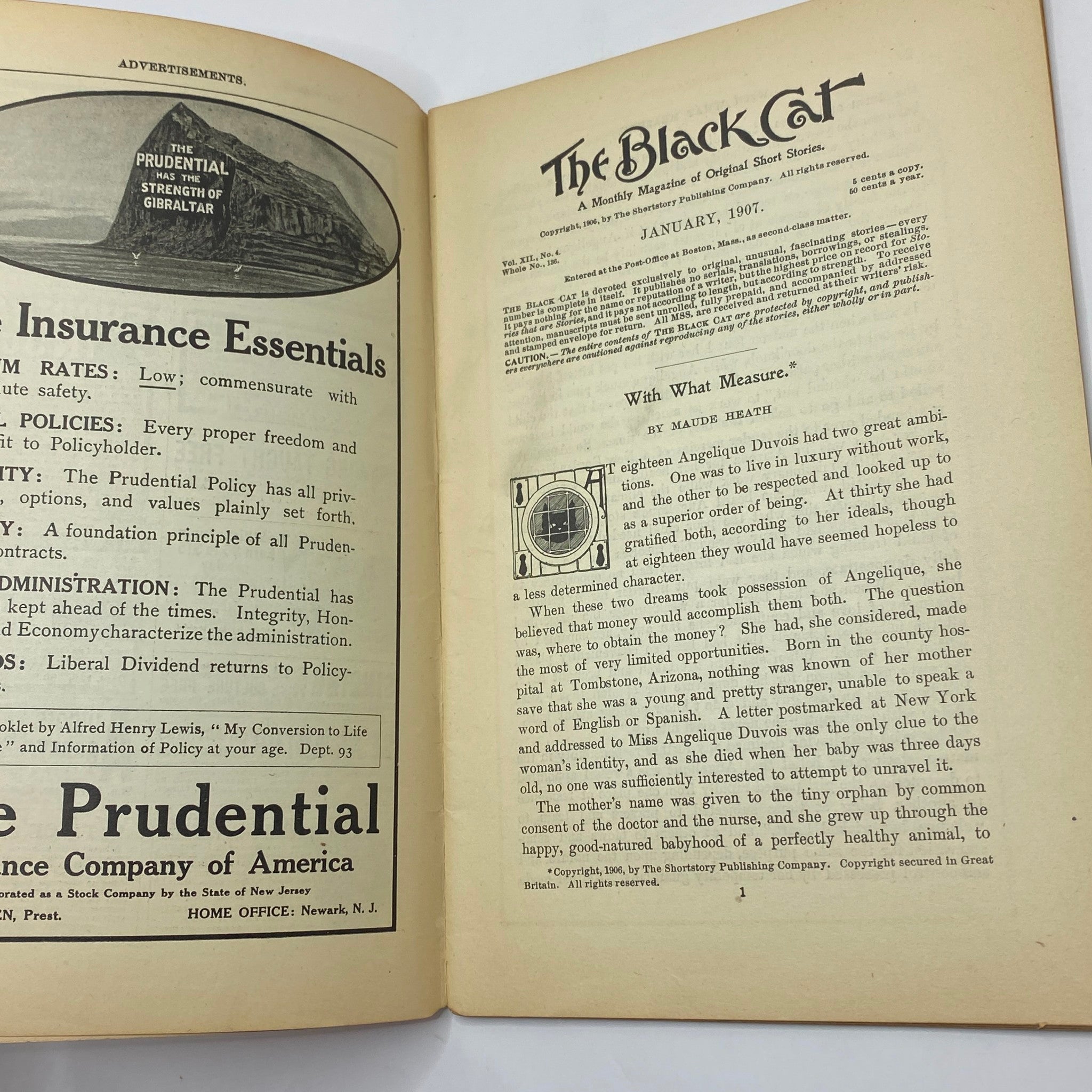 VTG The Black Cat Magazine January 1907 The Ink of Destiny No Label VG