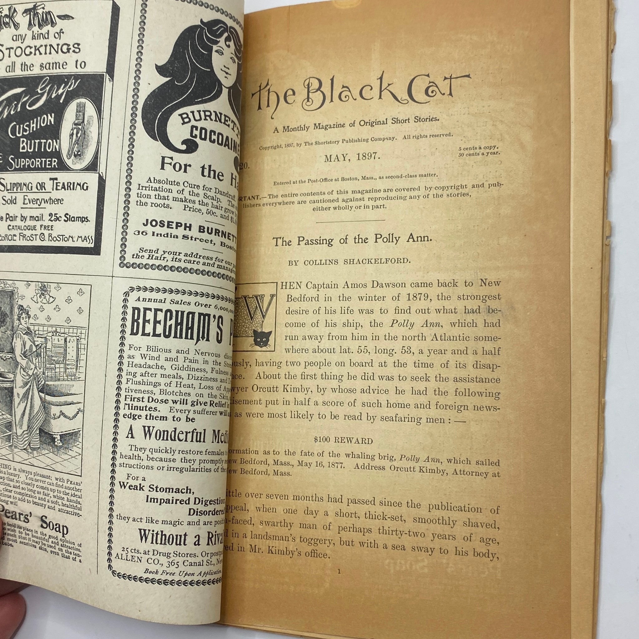 VTG The Black Cat Magazine May 1897 The Passing of the Polly Ann No Label