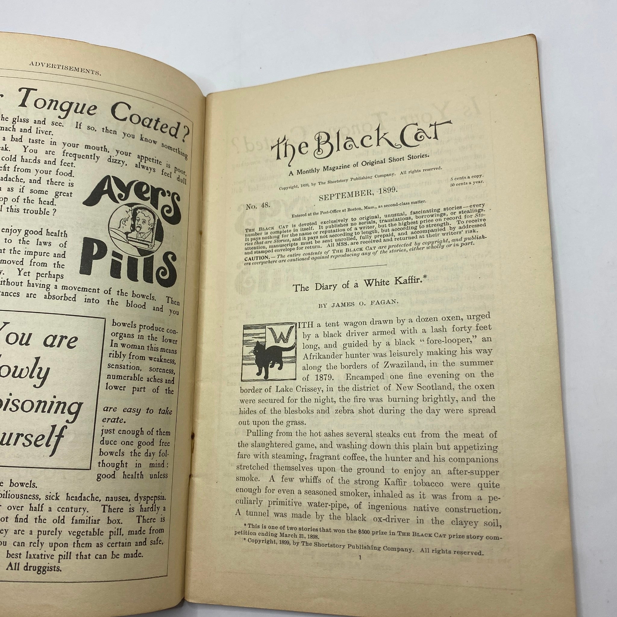 VTG The Black Cat Magazine September 1899 The Bird from Cape Horn No Label