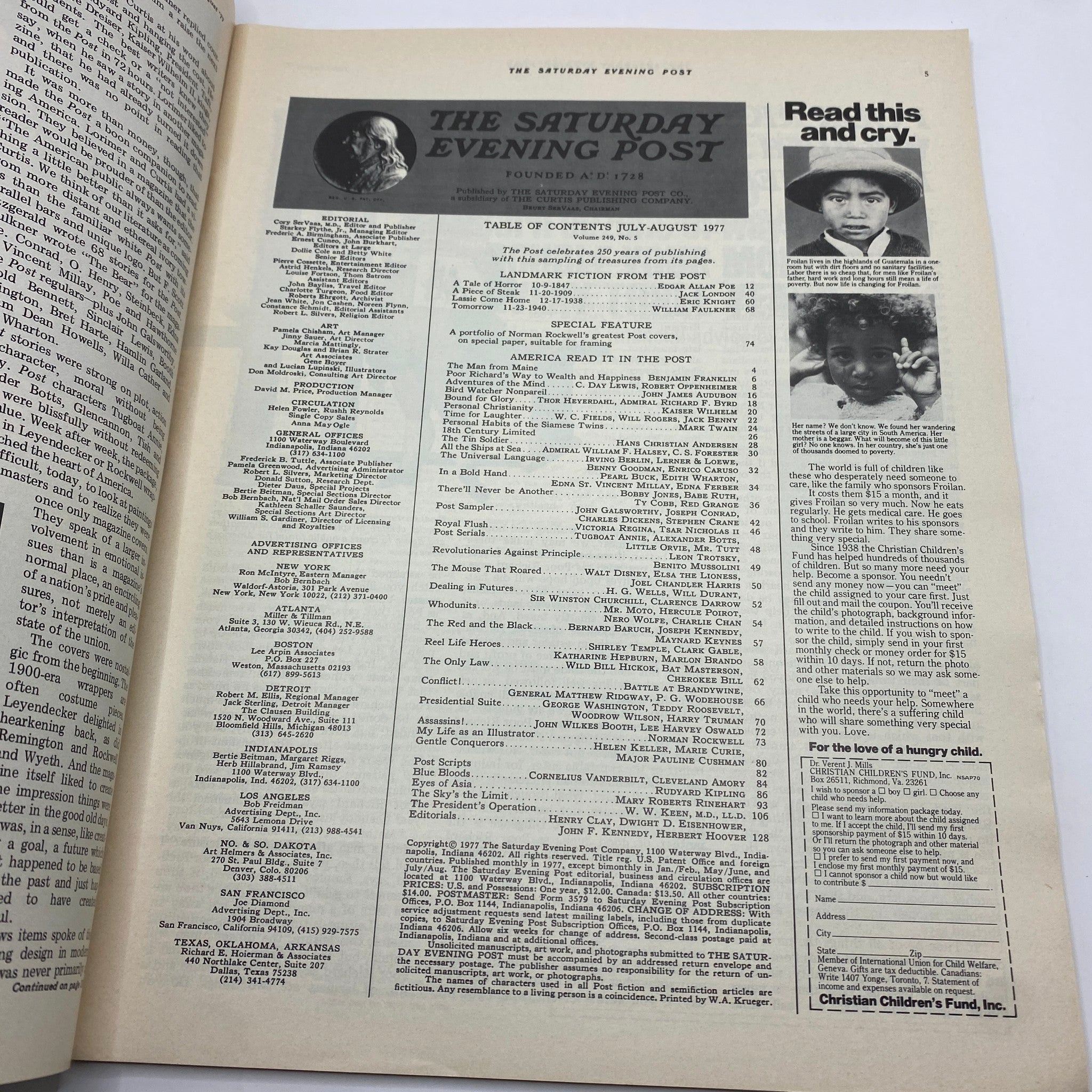VTG The Saturday Evening Post August 1977 Special 250th Anniversary No Label VG