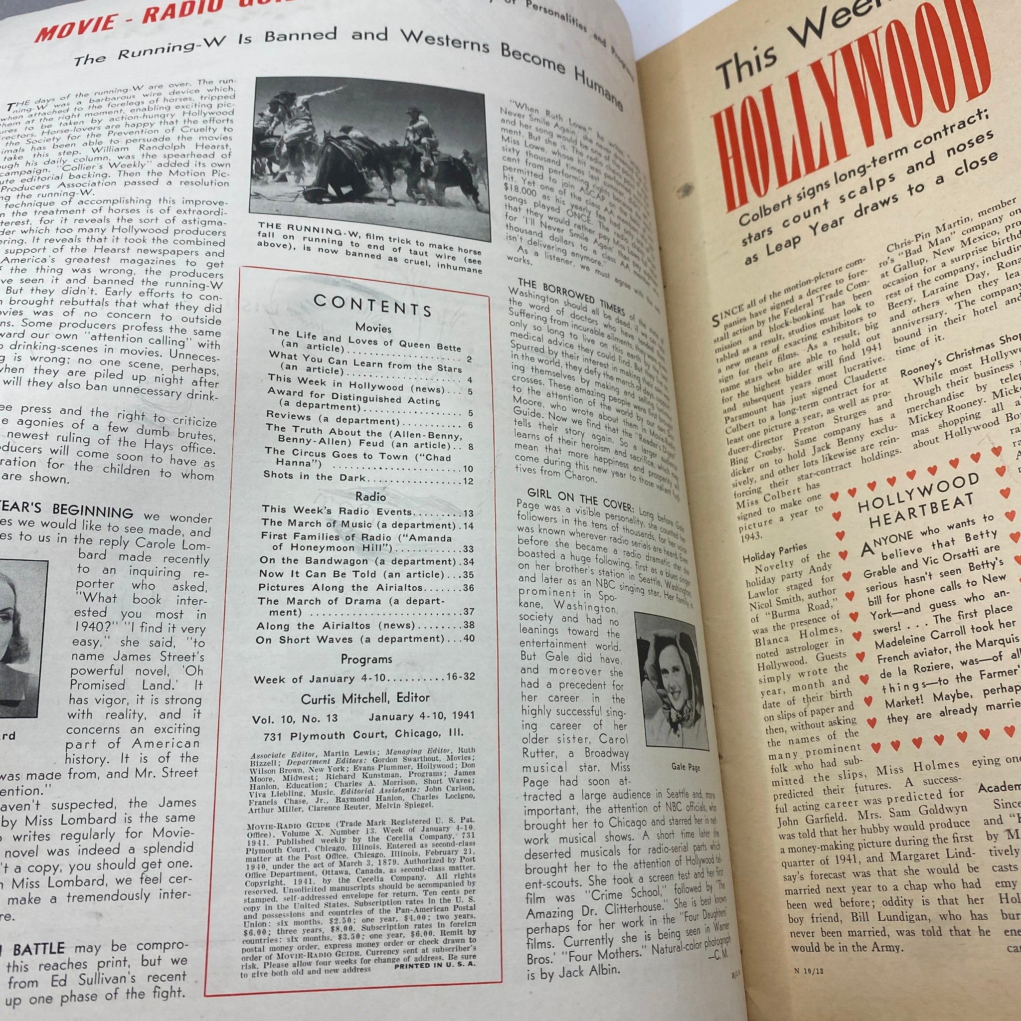 Inside pages of the VTG Movie-Radio Guide Magazine January 4-10, 1941, displaying articles and program listings relevant to the entertainment scene of the time.