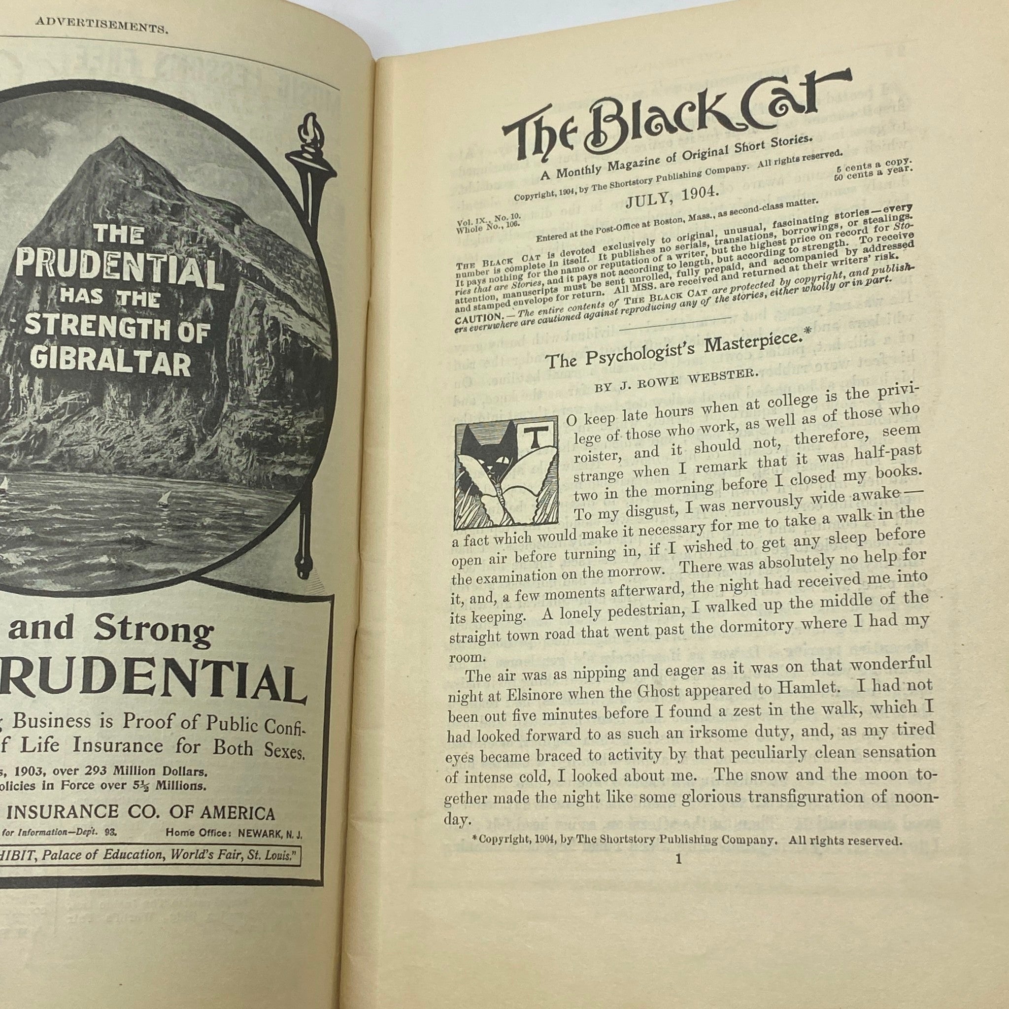 VTG The Black Cat Magazine July 1904 The Psychologist's Masterpiece No Label VG