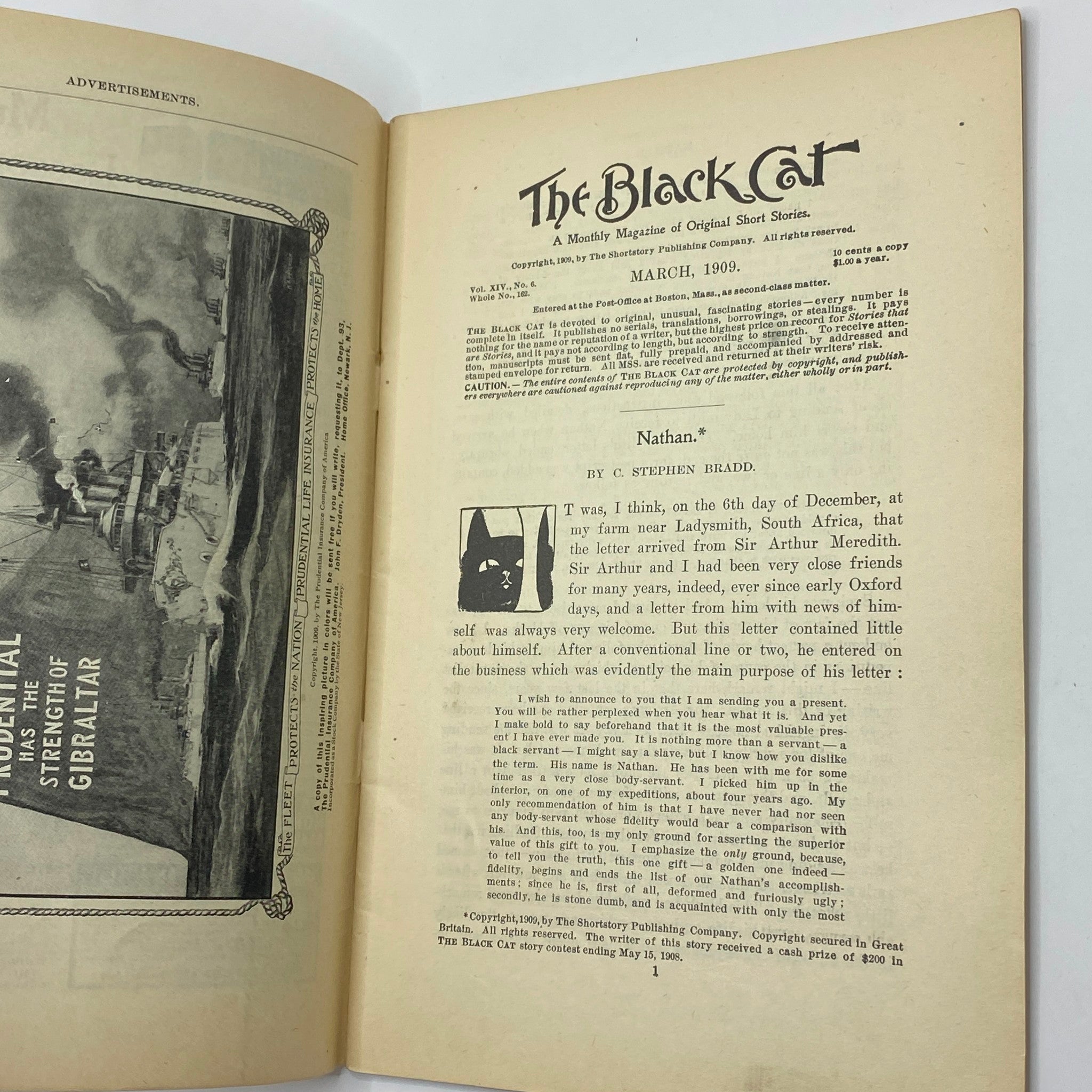 VTG The Black Cat Magazine March 1909 The Mystery of Sally No Label VG