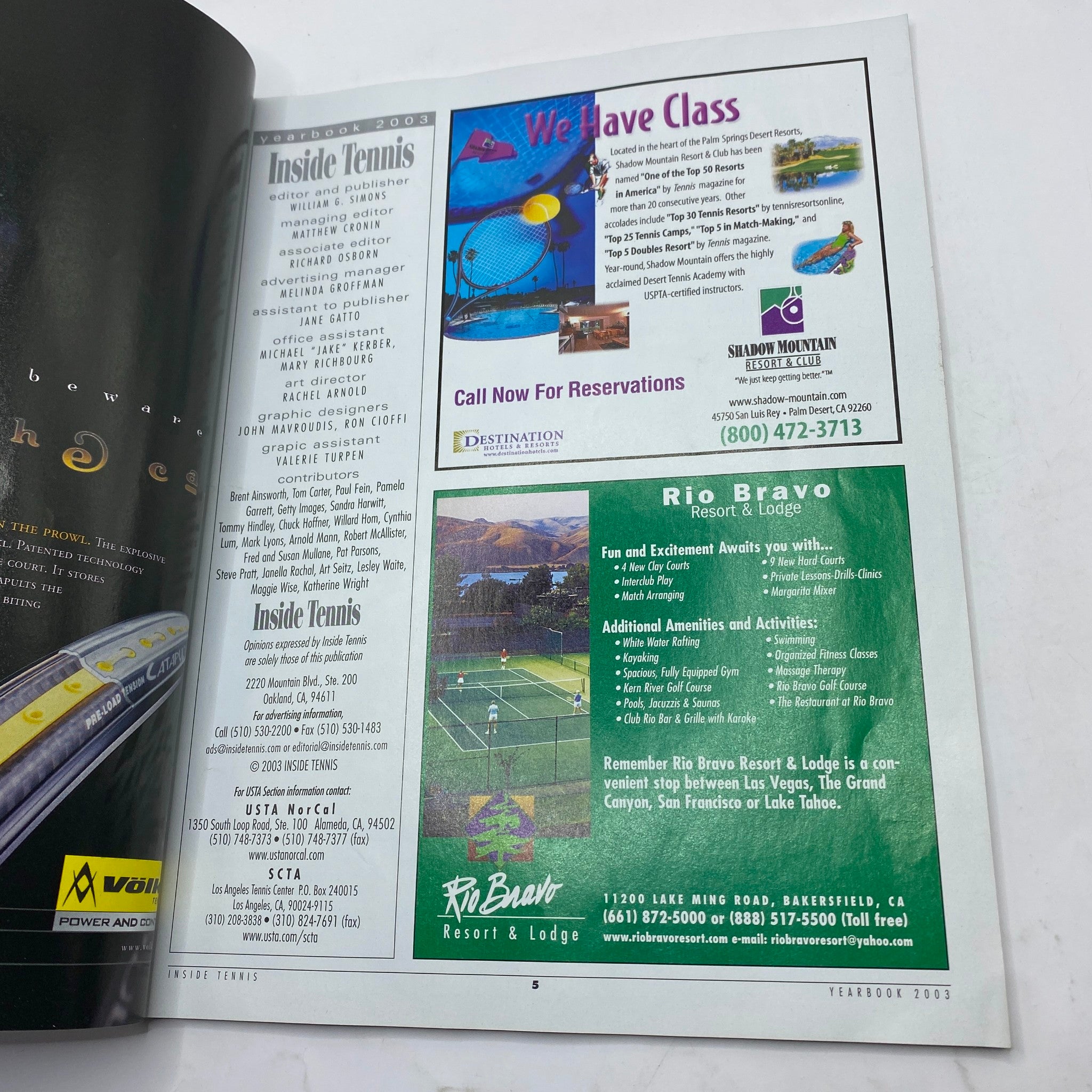 Inside Tennis Magazine 2003 Socal Yearbook Covering The Game No Label VG