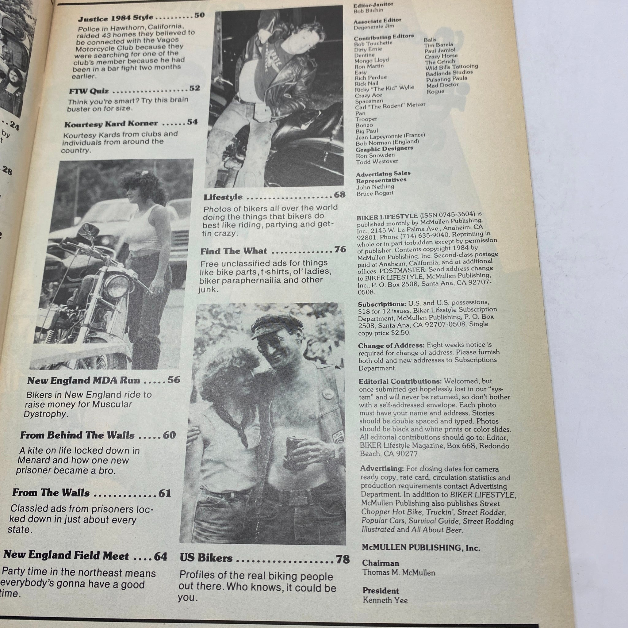 VTG Biker Lifestyle Magazine January 1984 Vol 4 No. 1 Welcome to 1984 No Label
