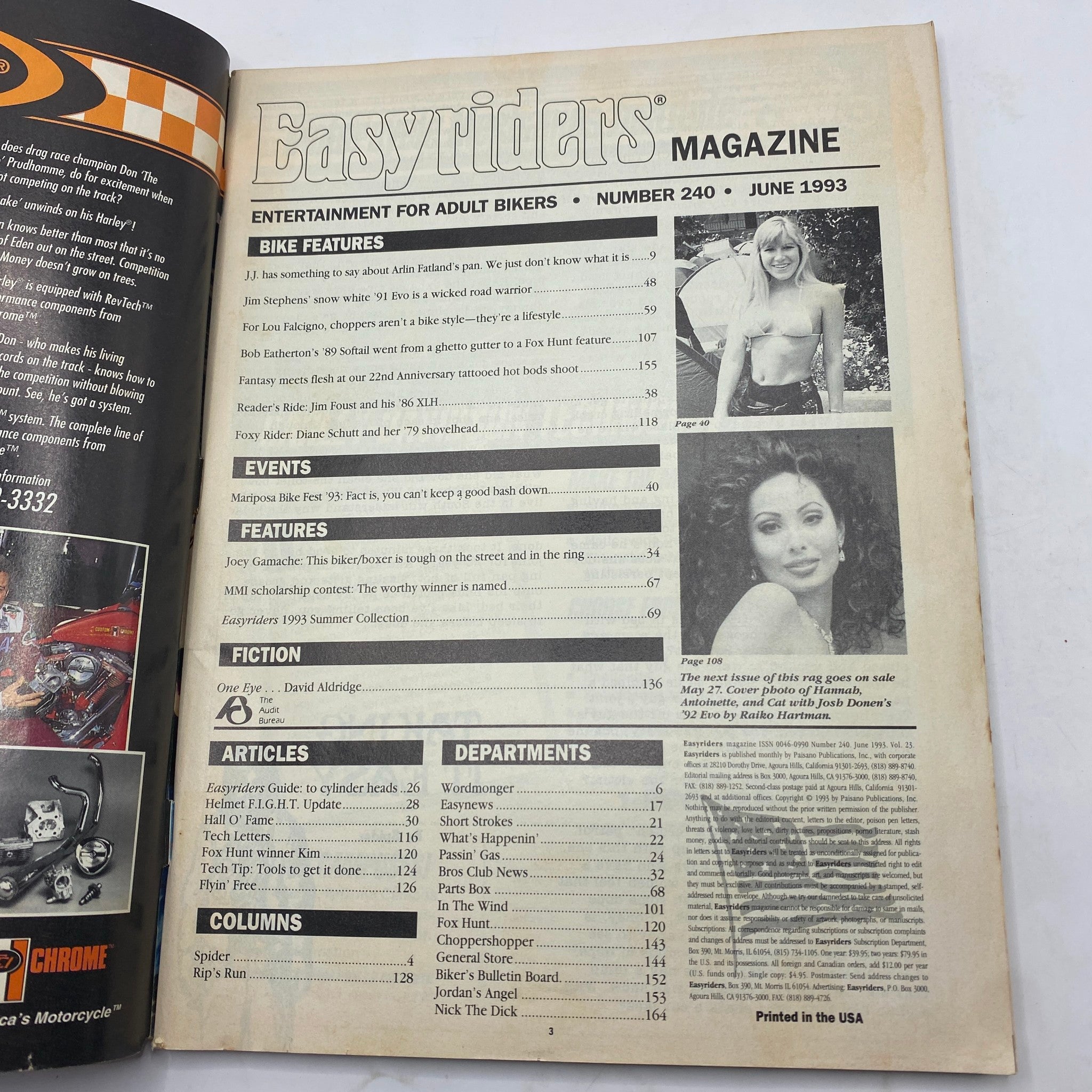 VTG Easyriders Magazine June 1993 Diane Schutt & her '79 Shovelhead No Label