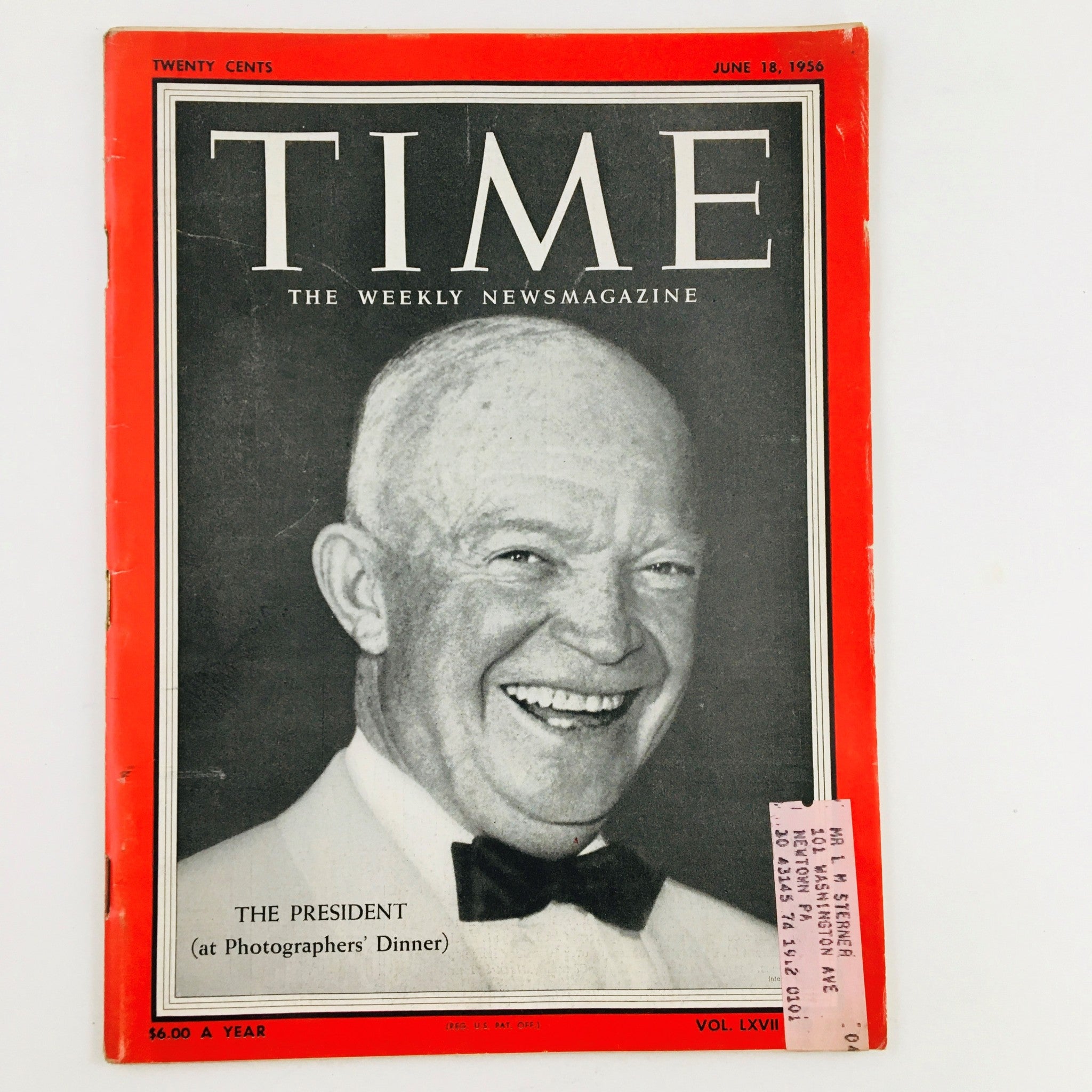 VTG Time Magazine June 18 1956 Vol. 67 No. 25 President Dwight D. Eisenhower