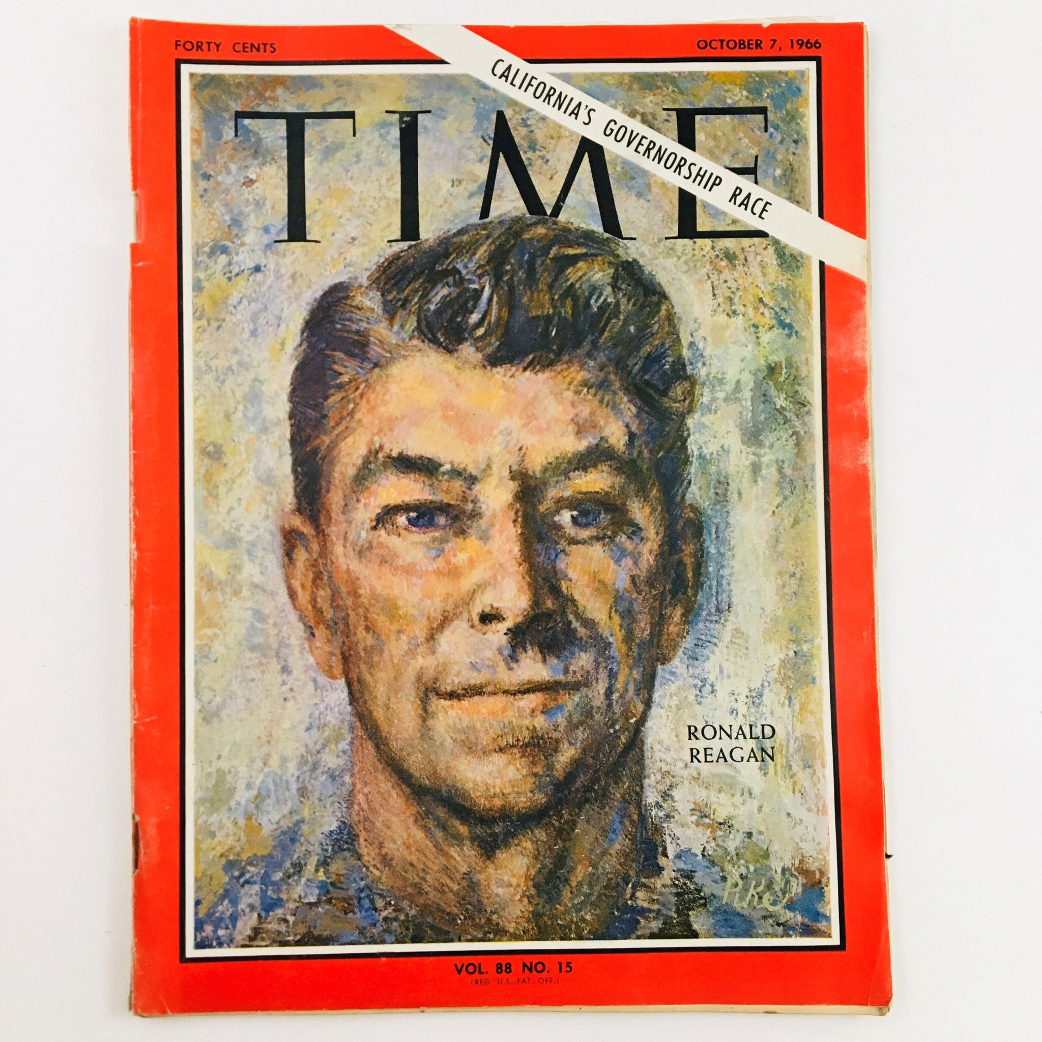 VTG Time Magazine October 7 1966 Vol. 88 No. 15 Ronald Reagan No Label