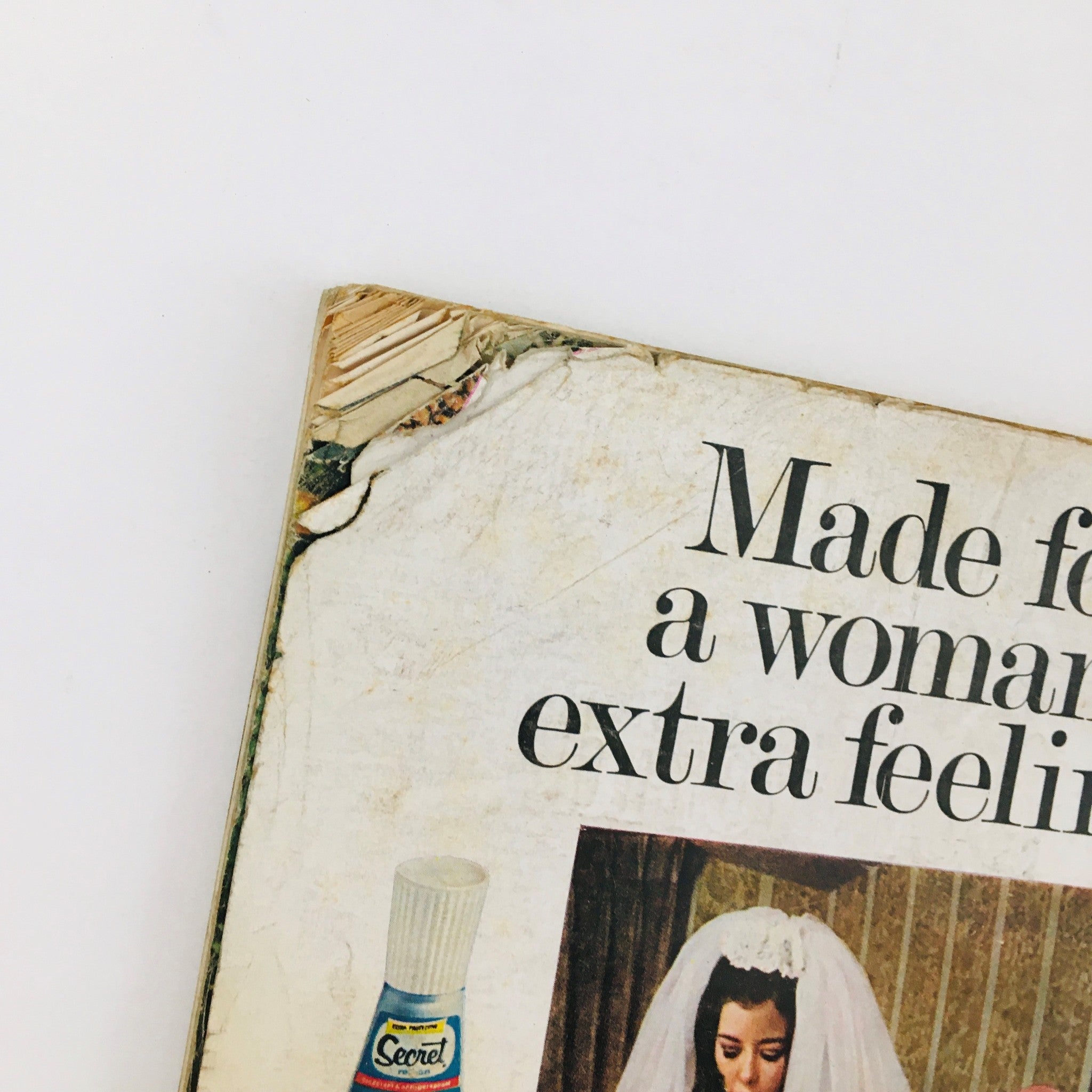 Close-up of TV Star Parade Magazine November 1979 showing a vintage advertisement for Secret anti-perspirant with a bride and a woman.