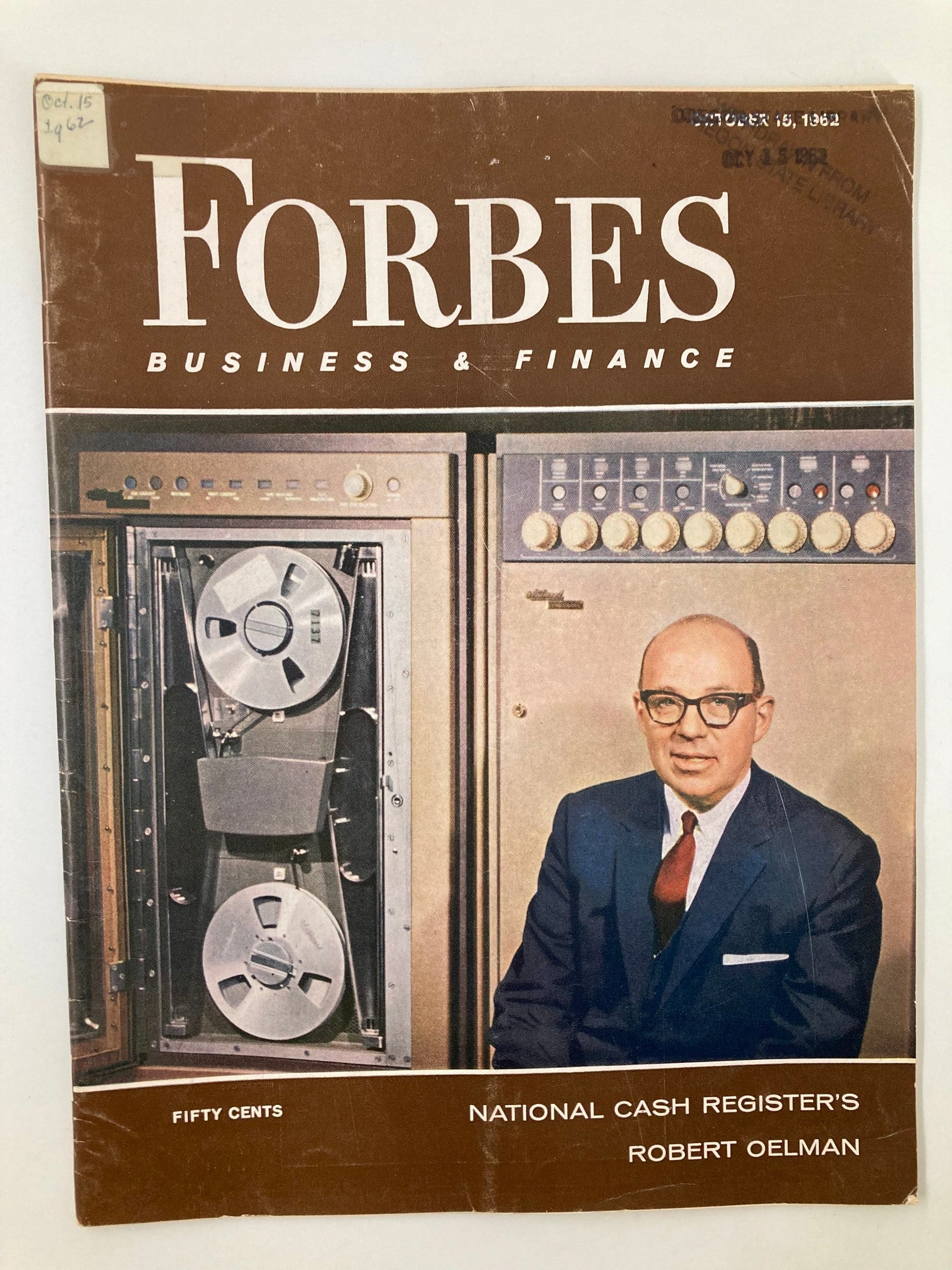 VTG Forbes Magazine October 15 1962 Nat'l Cash Register's Robert Oelman No Label