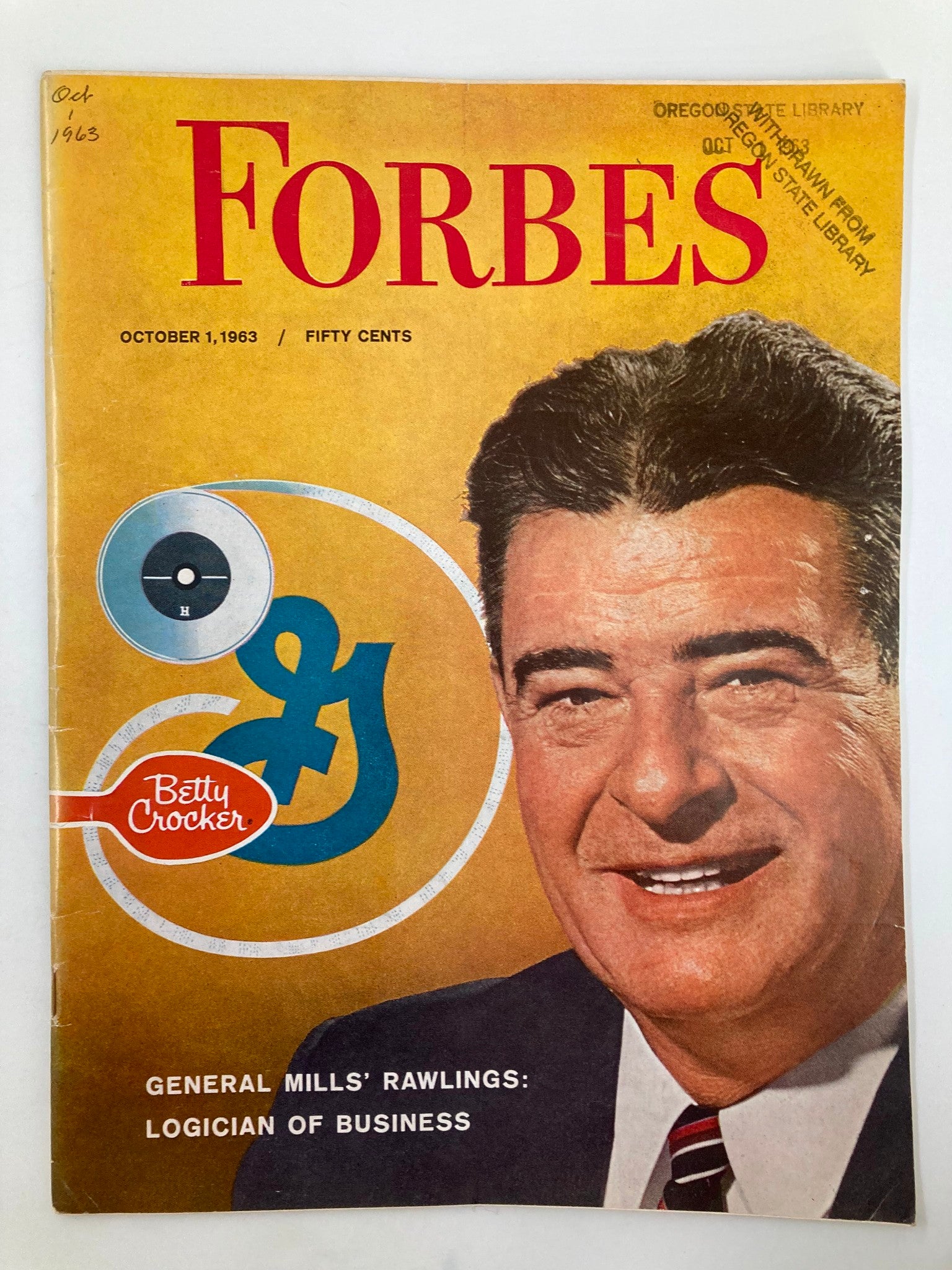 VTG Forbes Magazine October 1 1963 General Mills' Edwin W. Rawlings No Label