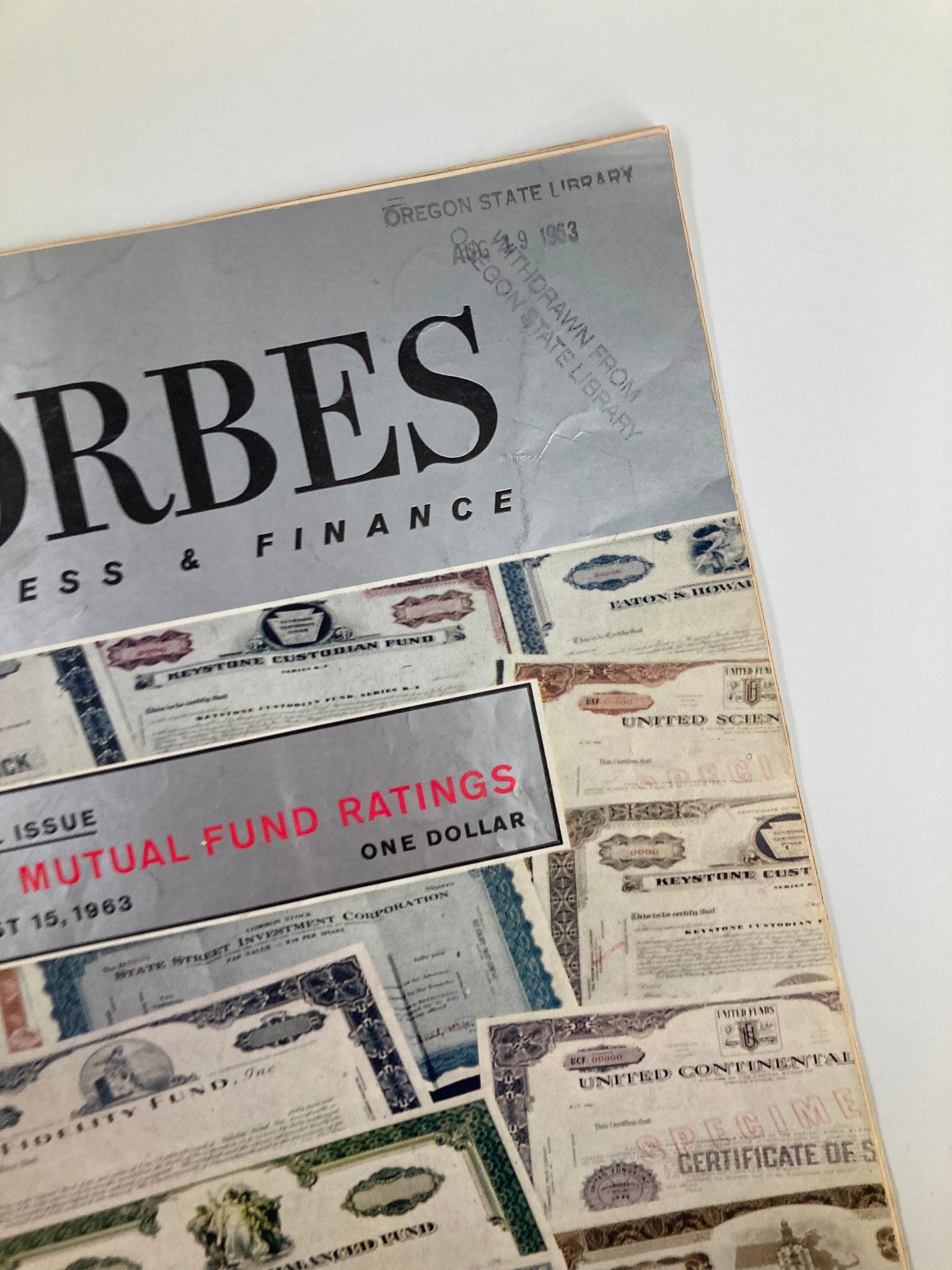 VTG Forbes Magazine August 15 1963 The 1963 Mutual Fund Ratings No Label