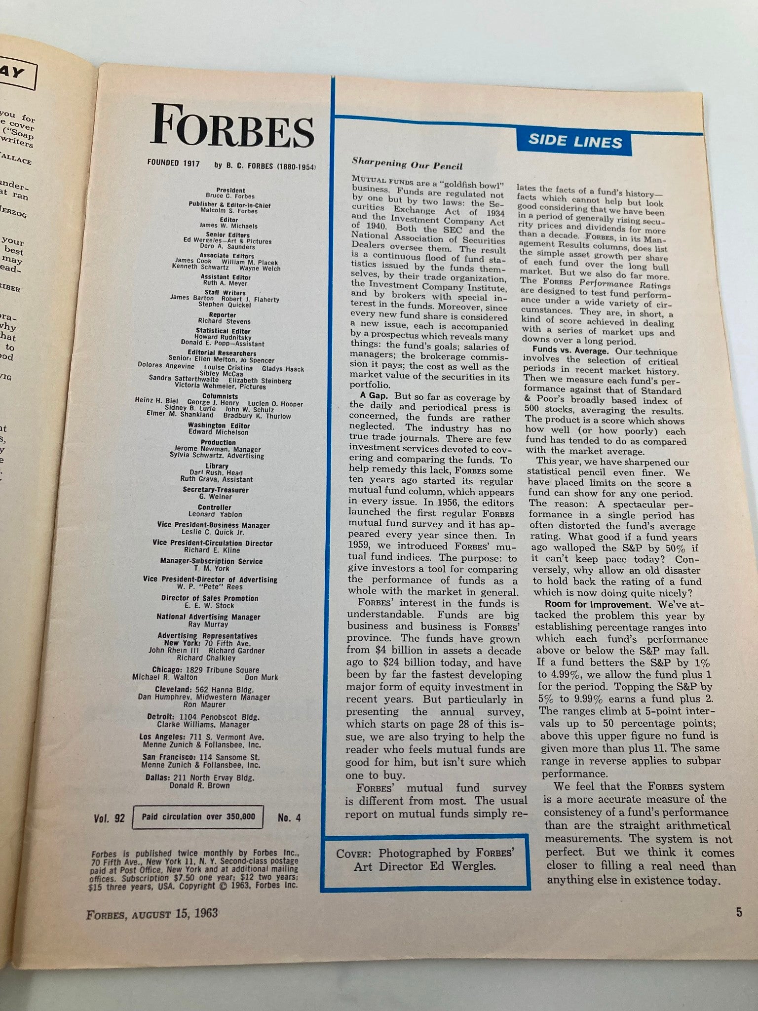 VTG Forbes Magazine August 15 1963 The 1963 Mutual Fund Ratings No Label