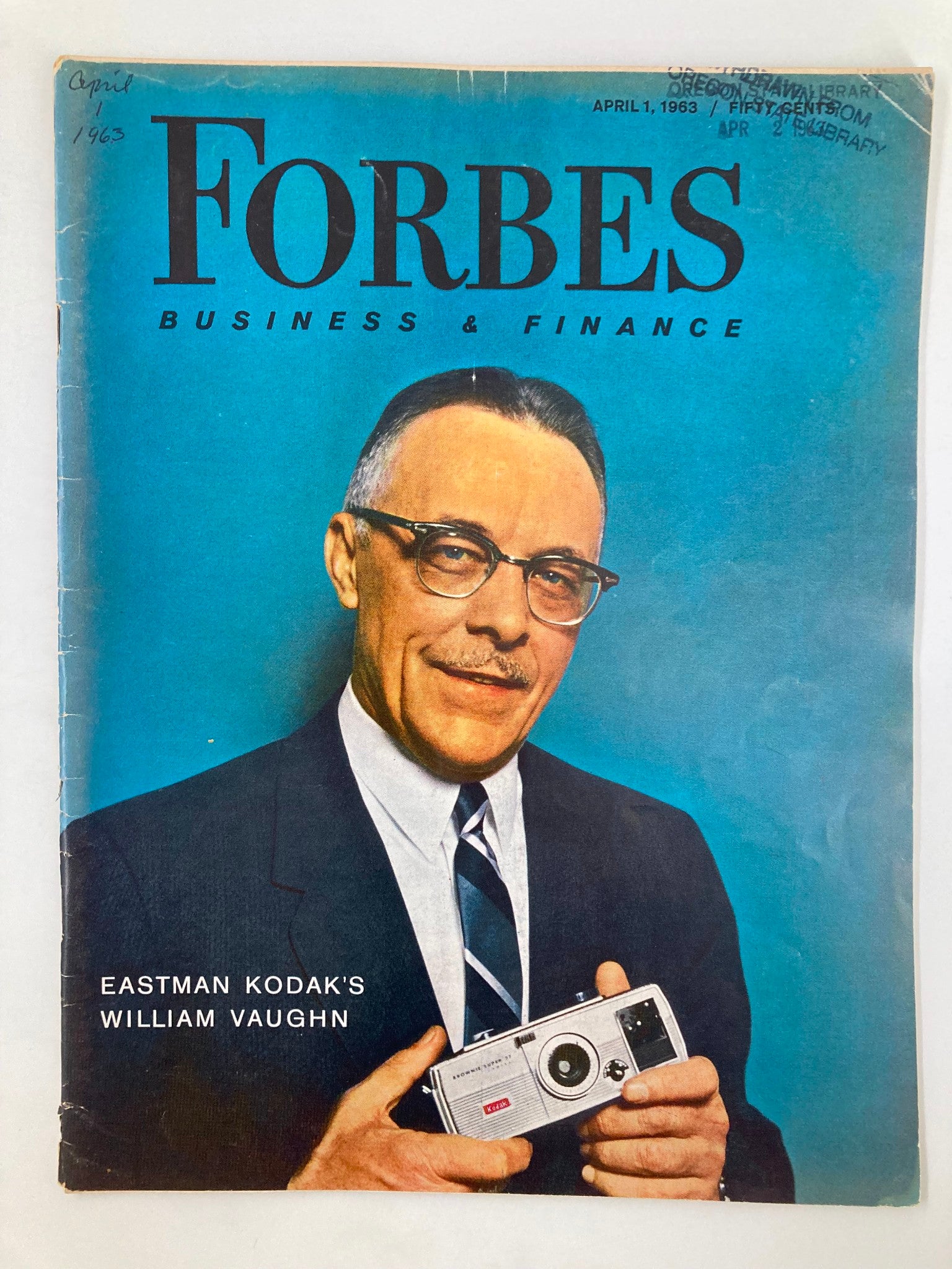 VTG Forbes Magazine April 1 1963 Eastman Kodak's William Vaughn No Label