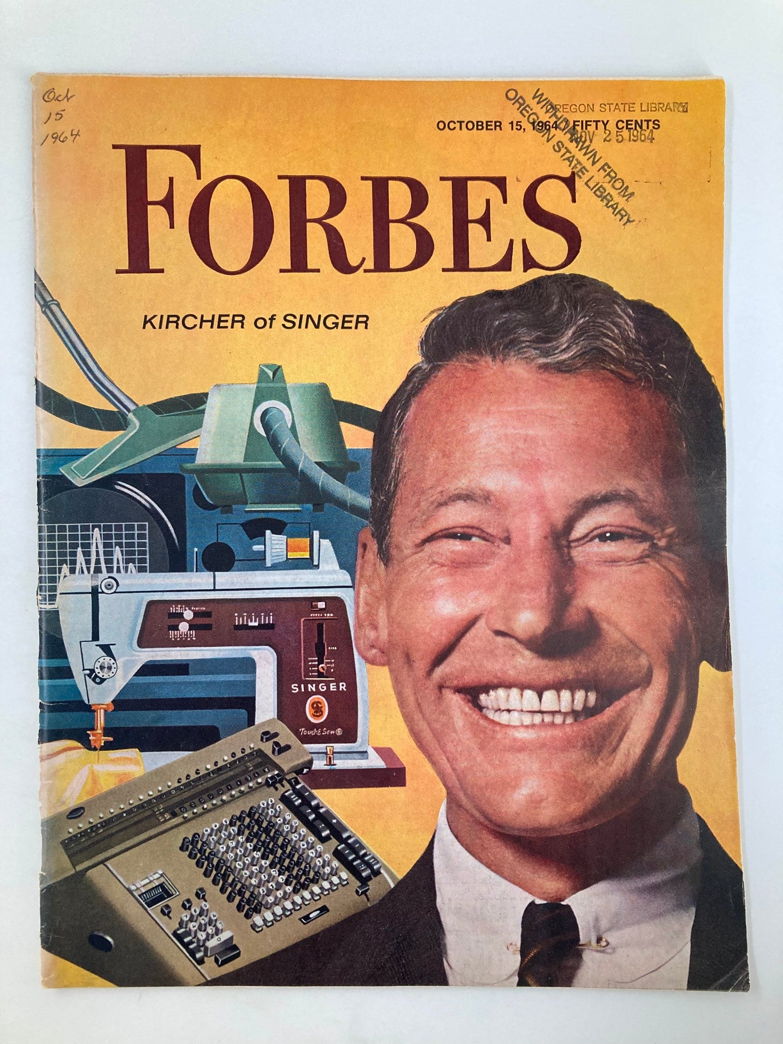 VTG Forbes Magazine October 15 1964 Donald P. Kircher of Singer No Label