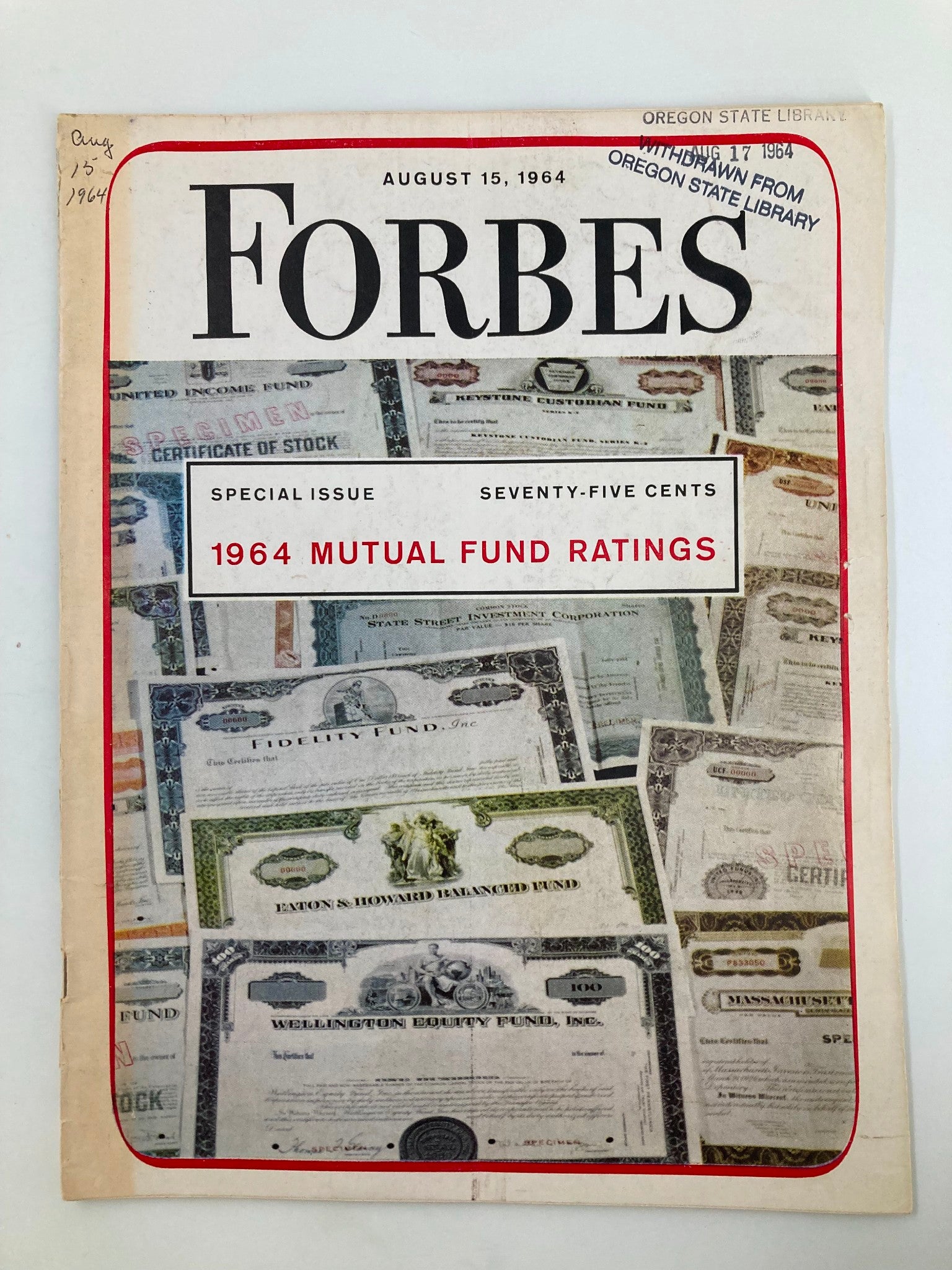 VTG Forbes Magazine August 15 1964 The 1964 Mutual Fund Ratings No Label