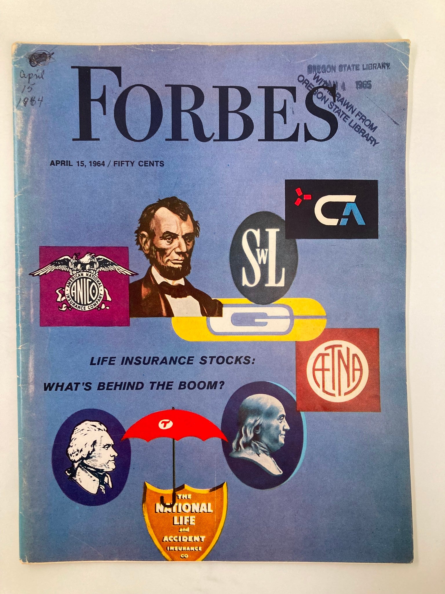 VTG Forbes Magazine April 15 1964 Life Insurance Stocks What's Behind? No Label