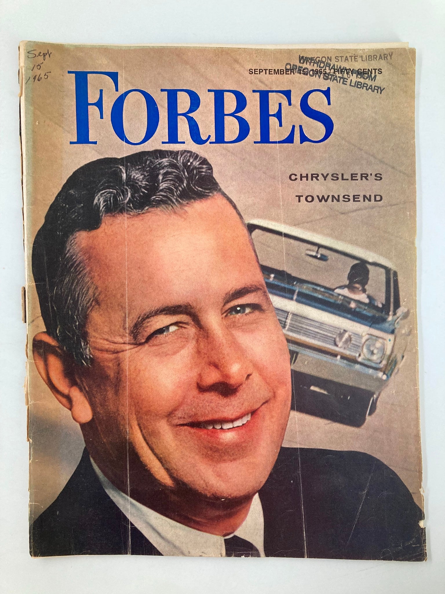 VTG Forbes Magazine September 15 1965 Chrysler's Townsend No Label