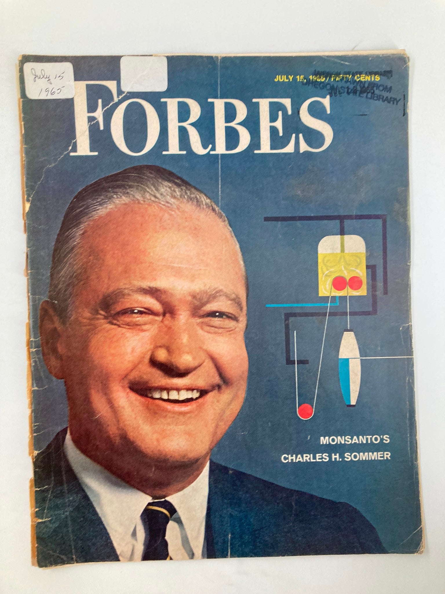 VTG Forbes Magazine July 15 1965 Monsanto's Charles H. Sommer No Label