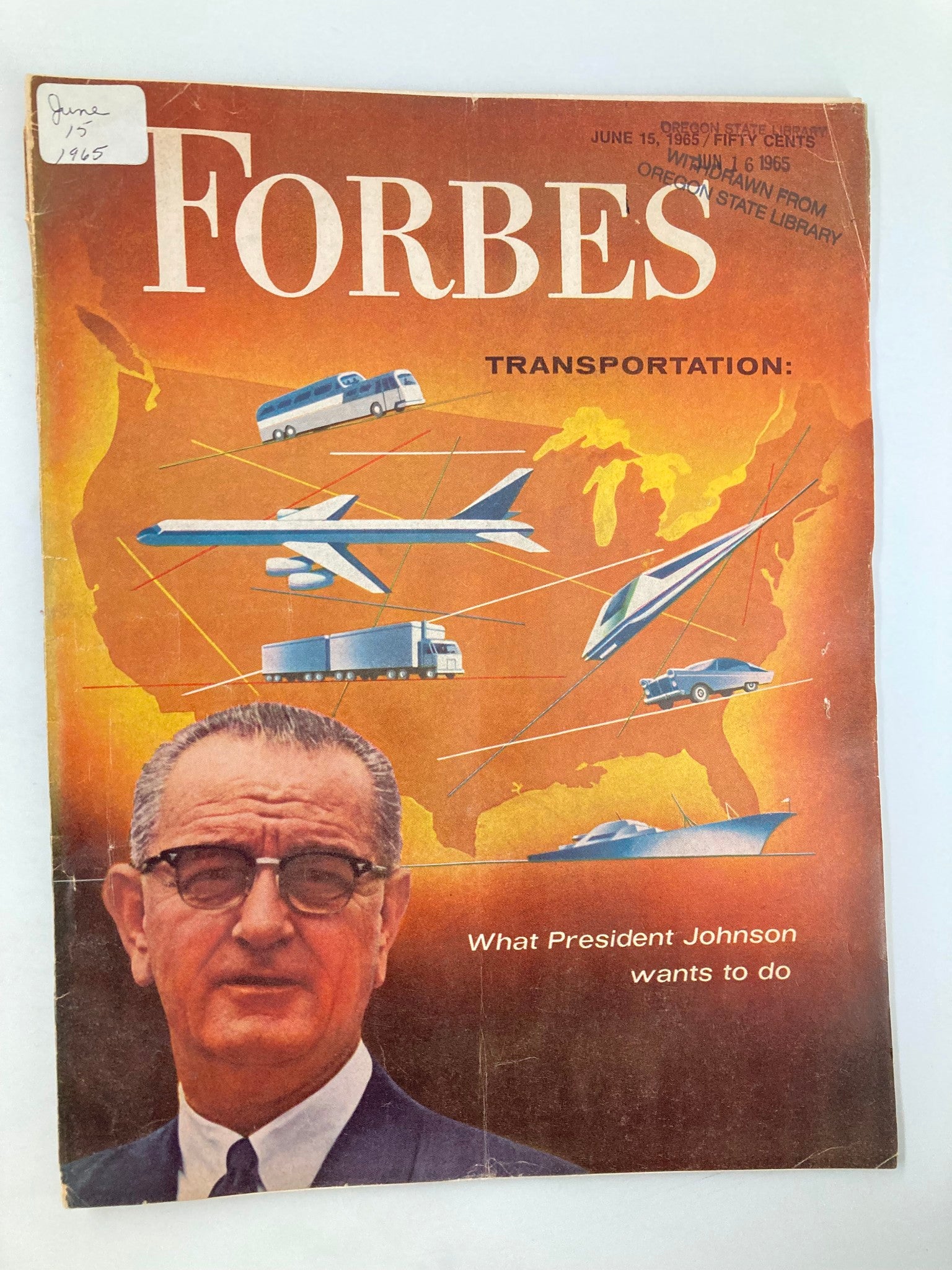 VTG Forbes Magazine June 15 1965 President Lyndon B. Johnson No Label