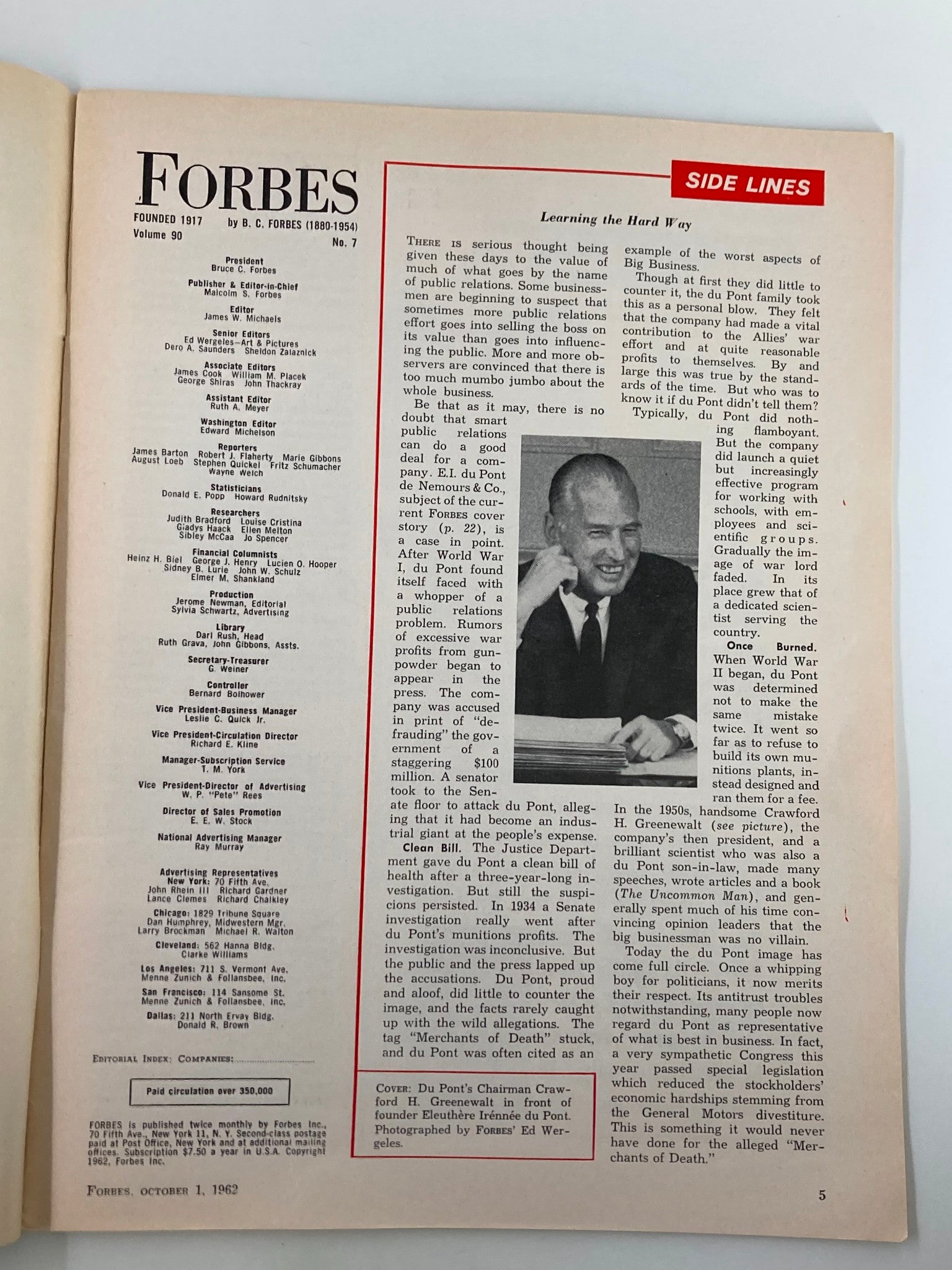 VTG Forbes Magazine October 1 1962 Du Pont 160 Years of Corporate Success