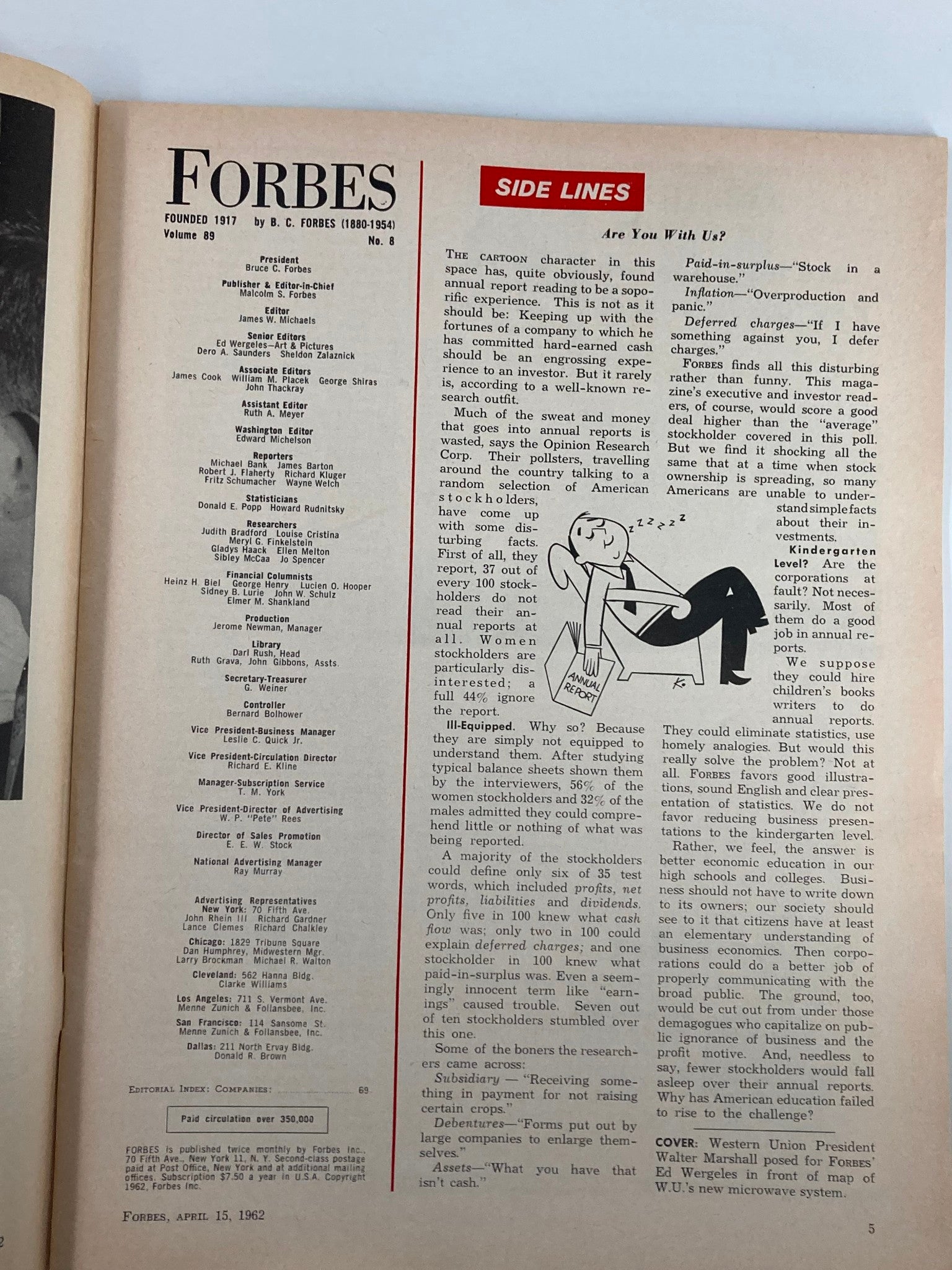 VTG Forbes Magazine April 15 1962 Microwave Expansion Western Union's Marshall