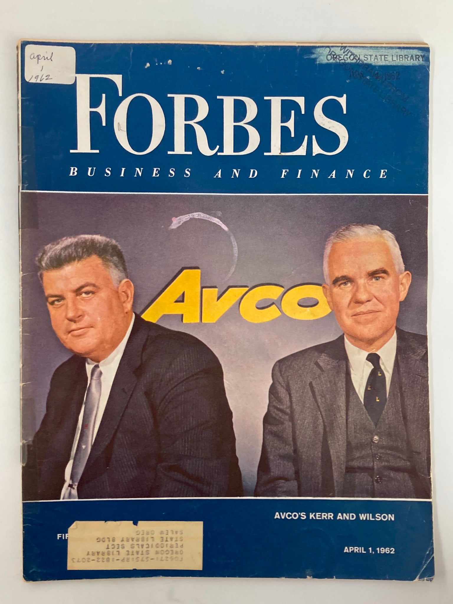 VTG Forbes Magazine April 1 1962 Avco's Kerr and Wilson