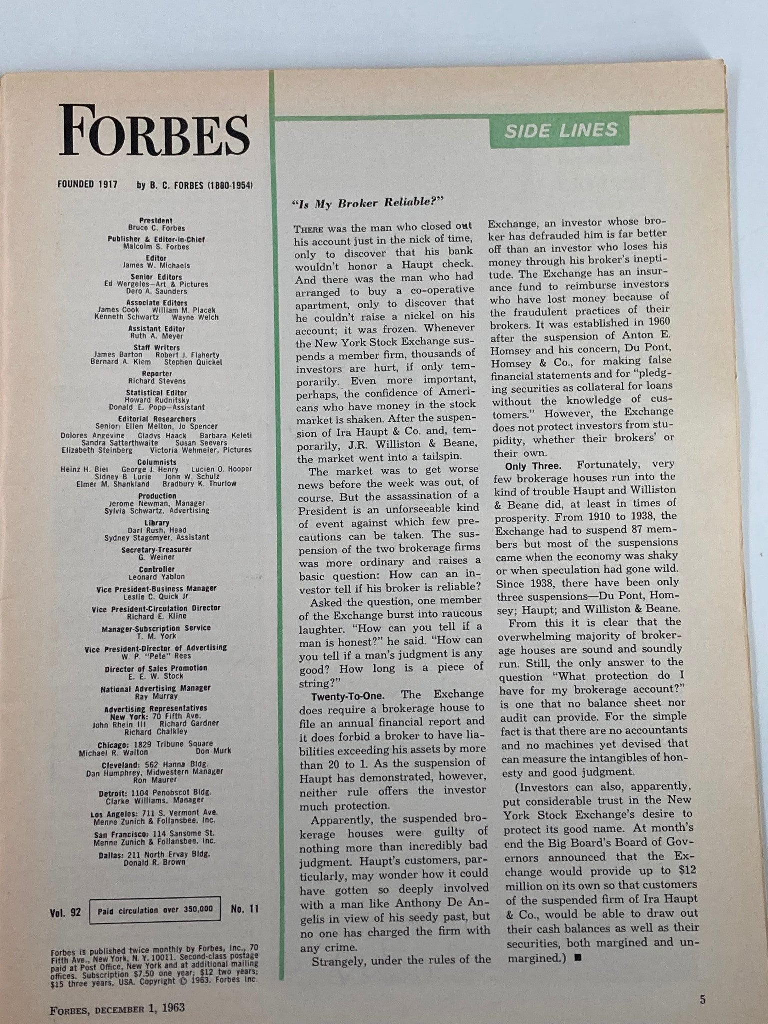 VTG Forbes Magazine December 1 1963 United States Marine Corps