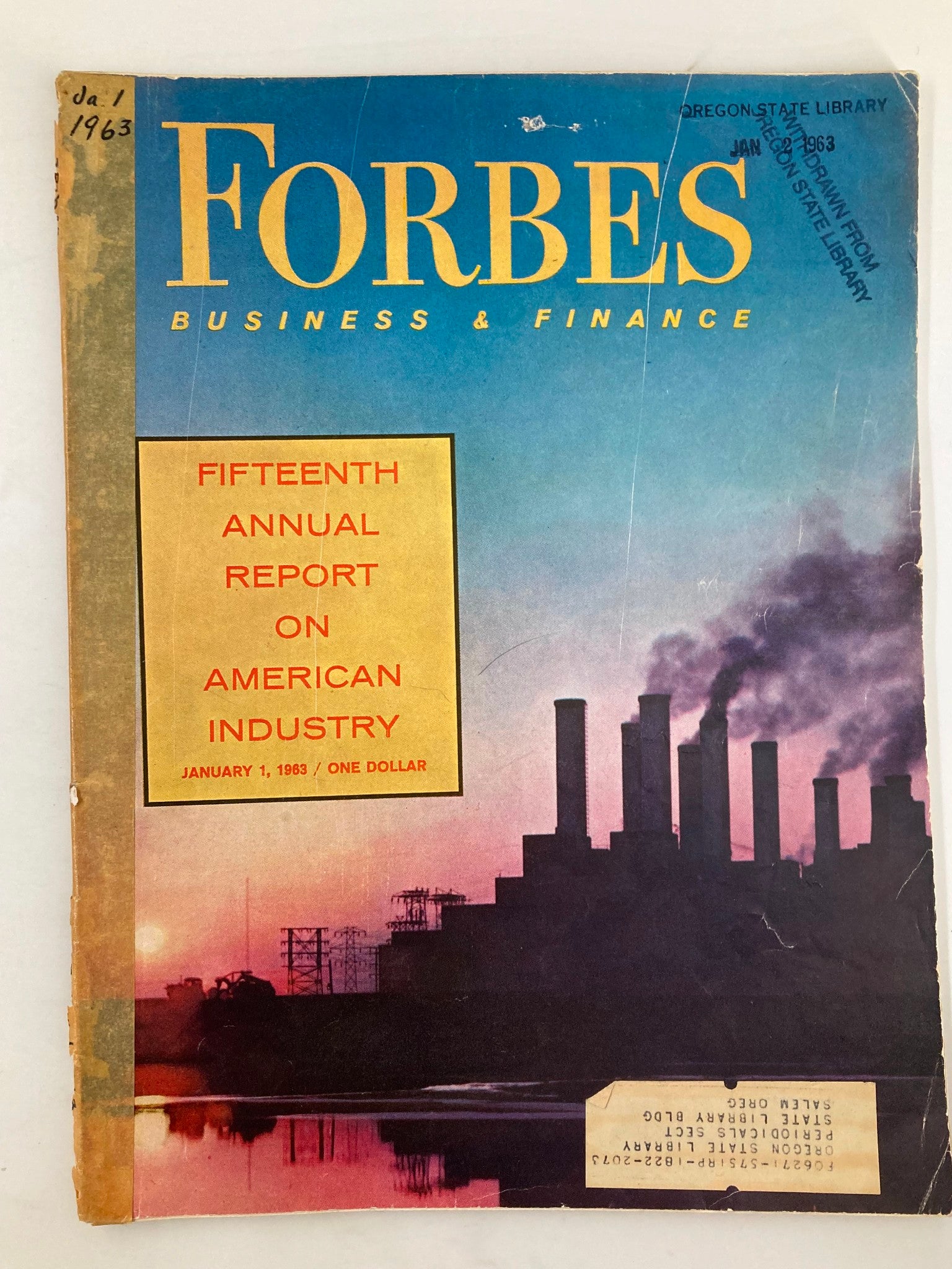 VTG Forbes Magazine January 1 1963 Fifteenth Annual Report on American Industry