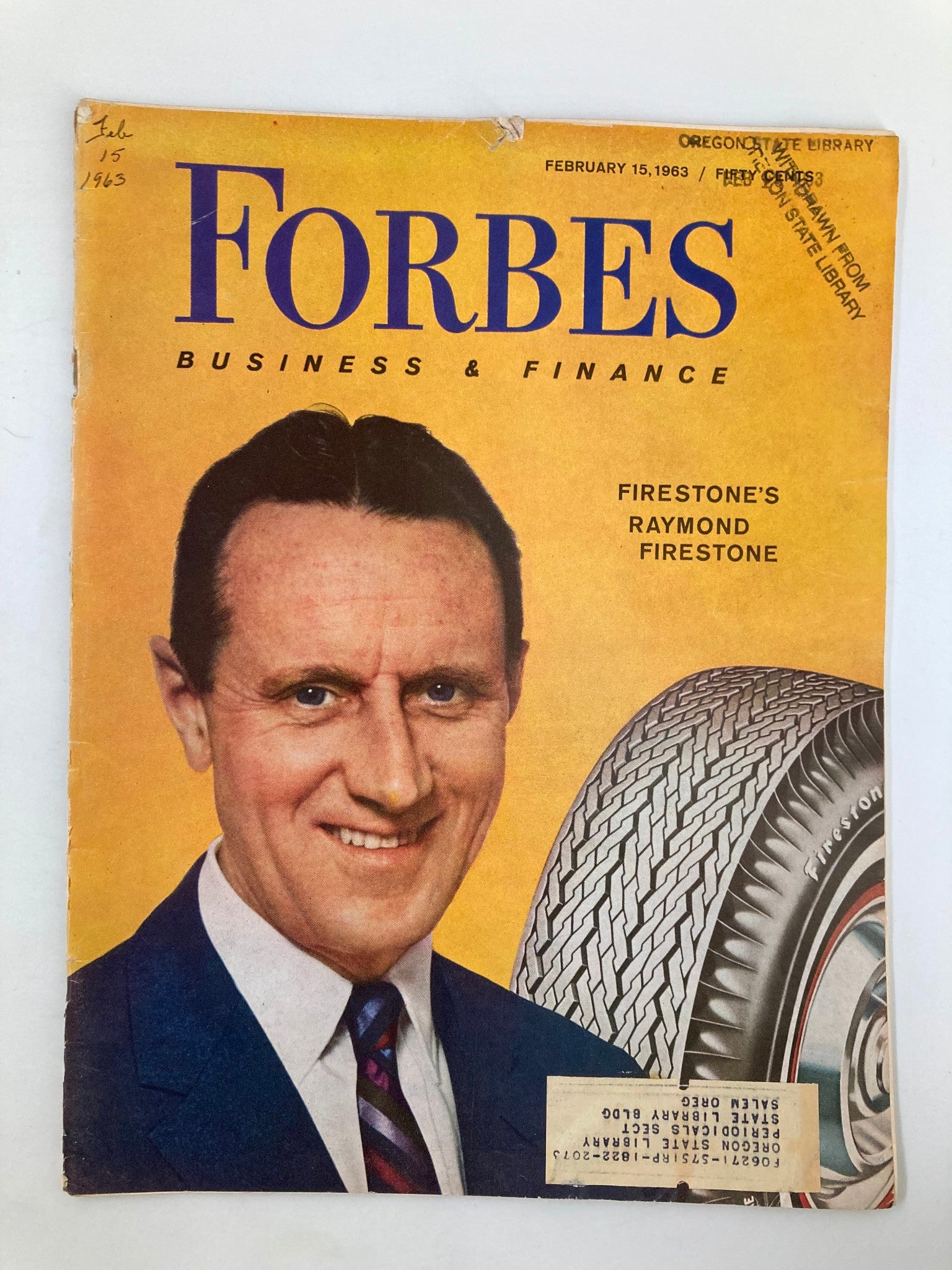 VTG Forbes Magazine February 15 1963 Firestone's Raymond Firestone