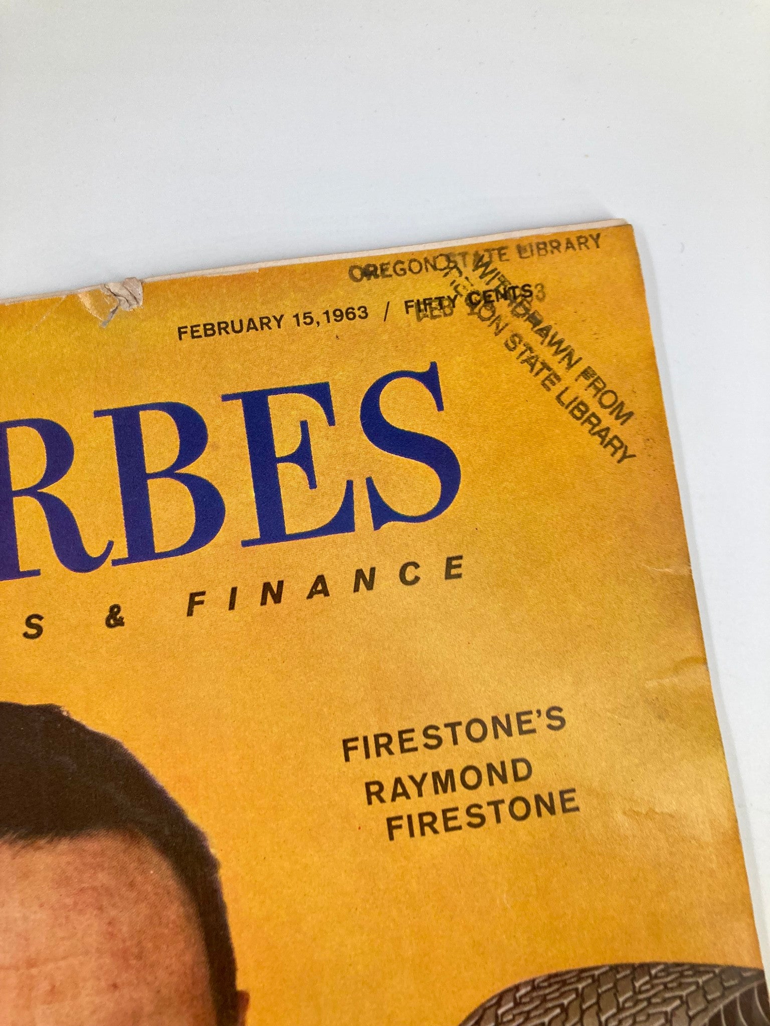 VTG Forbes Magazine February 15 1963 Firestone's Raymond Firestone