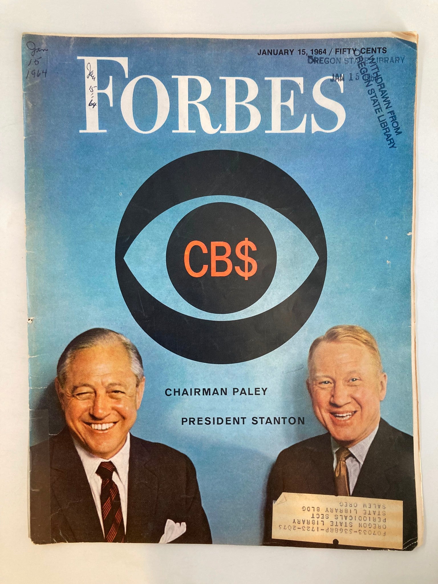 VTG Forbes Magazine January 15 1964 Chairman Paley and President Stanton