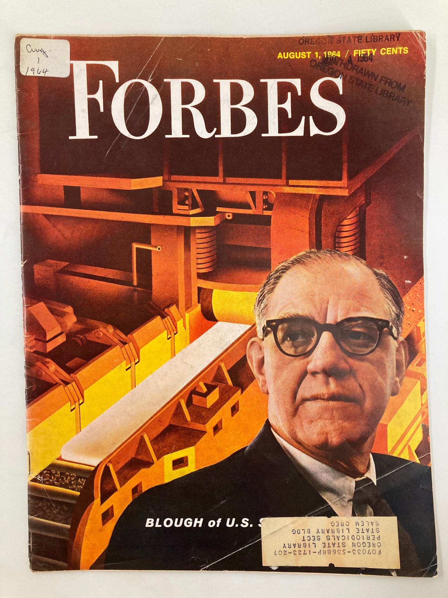 VTG Forbes Magazine August 1 1964 Roger Blough of U.S. Steel Corporation