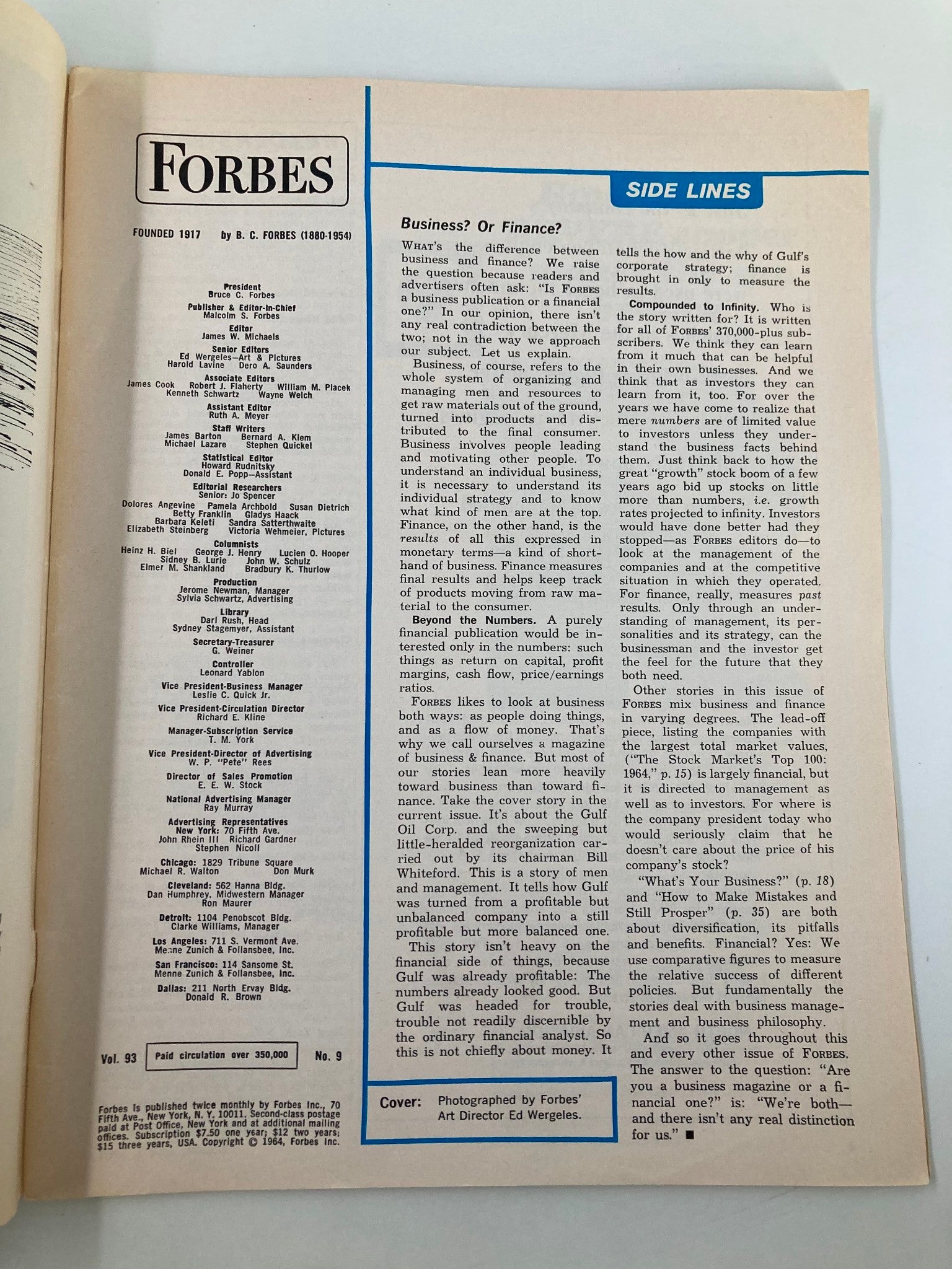 VTG Forbes Magazine May 1 1964 Chairman Whiteford and President Brockett