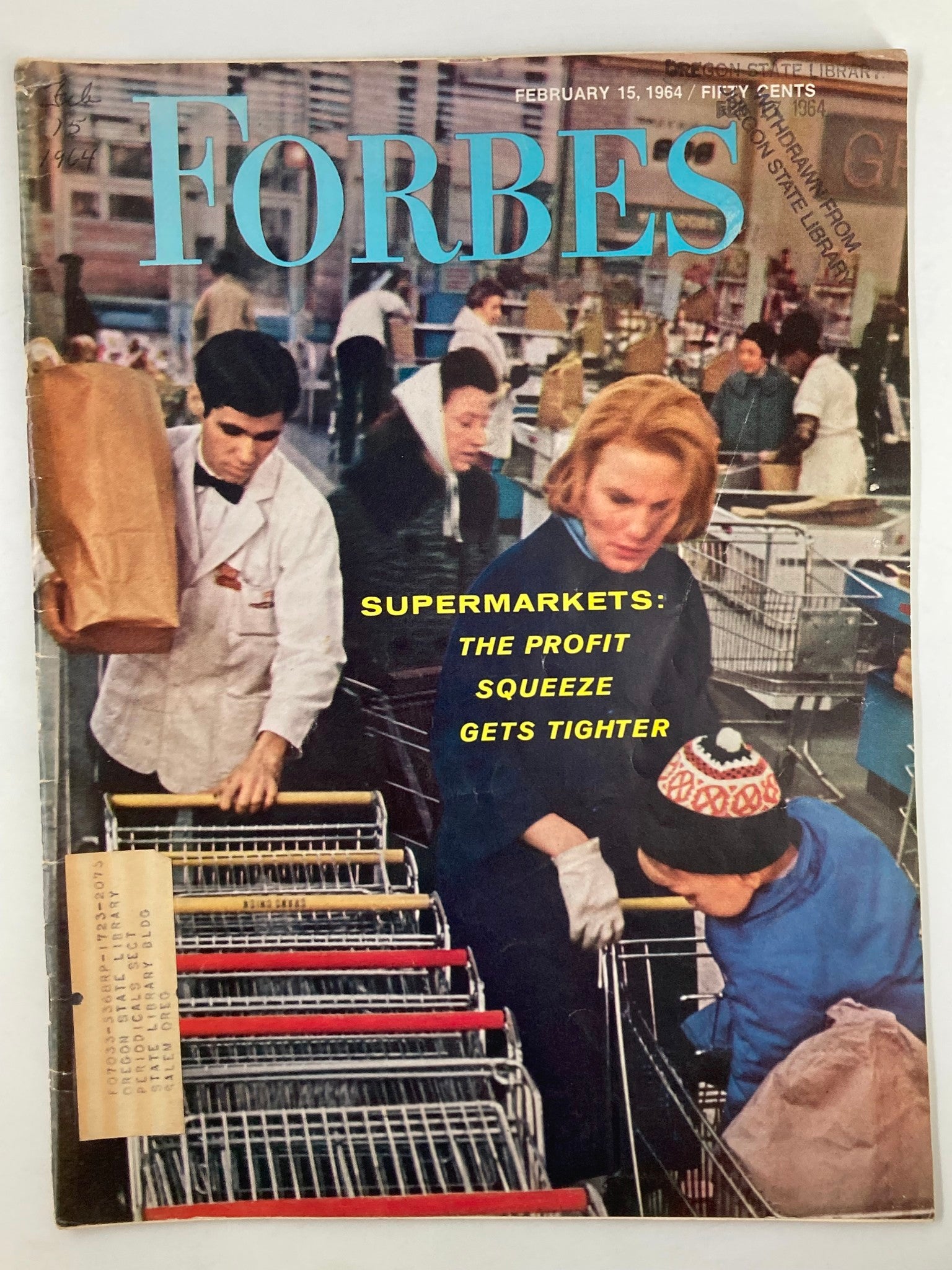 VTG Forbes Magazine February 15 1964 Supermarkets Profit Squeeze Gets Tighter