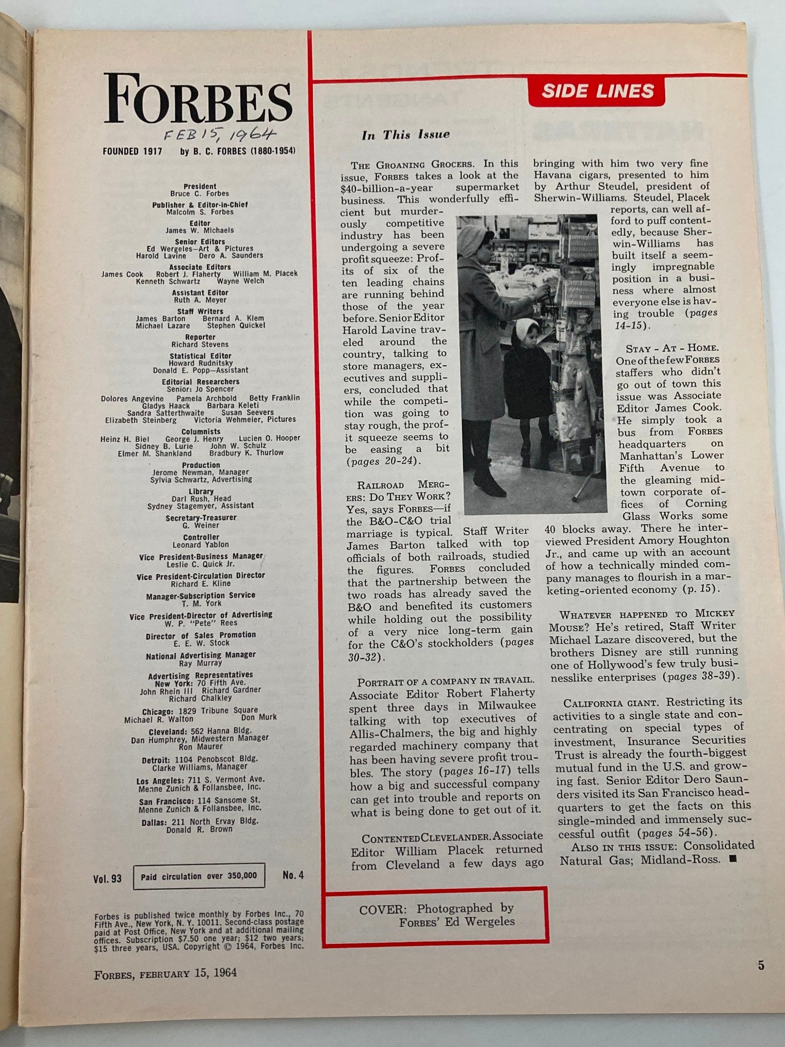 VTG Forbes Magazine February 15 1964 Supermarkets Profit Squeeze Gets Tighter